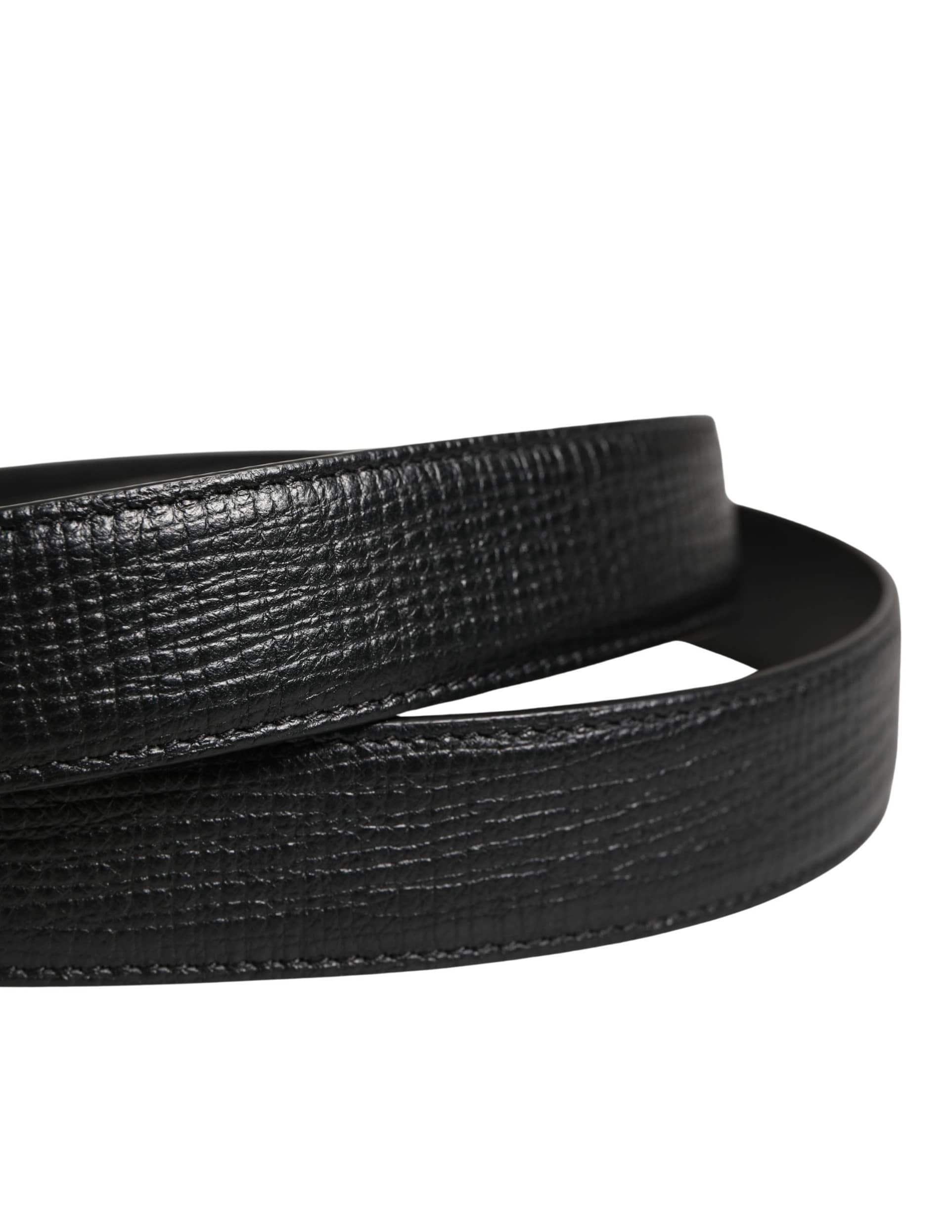 Dolce & Gabbana Men Black Classic Leather Metal Buckle Belt - Image 5
