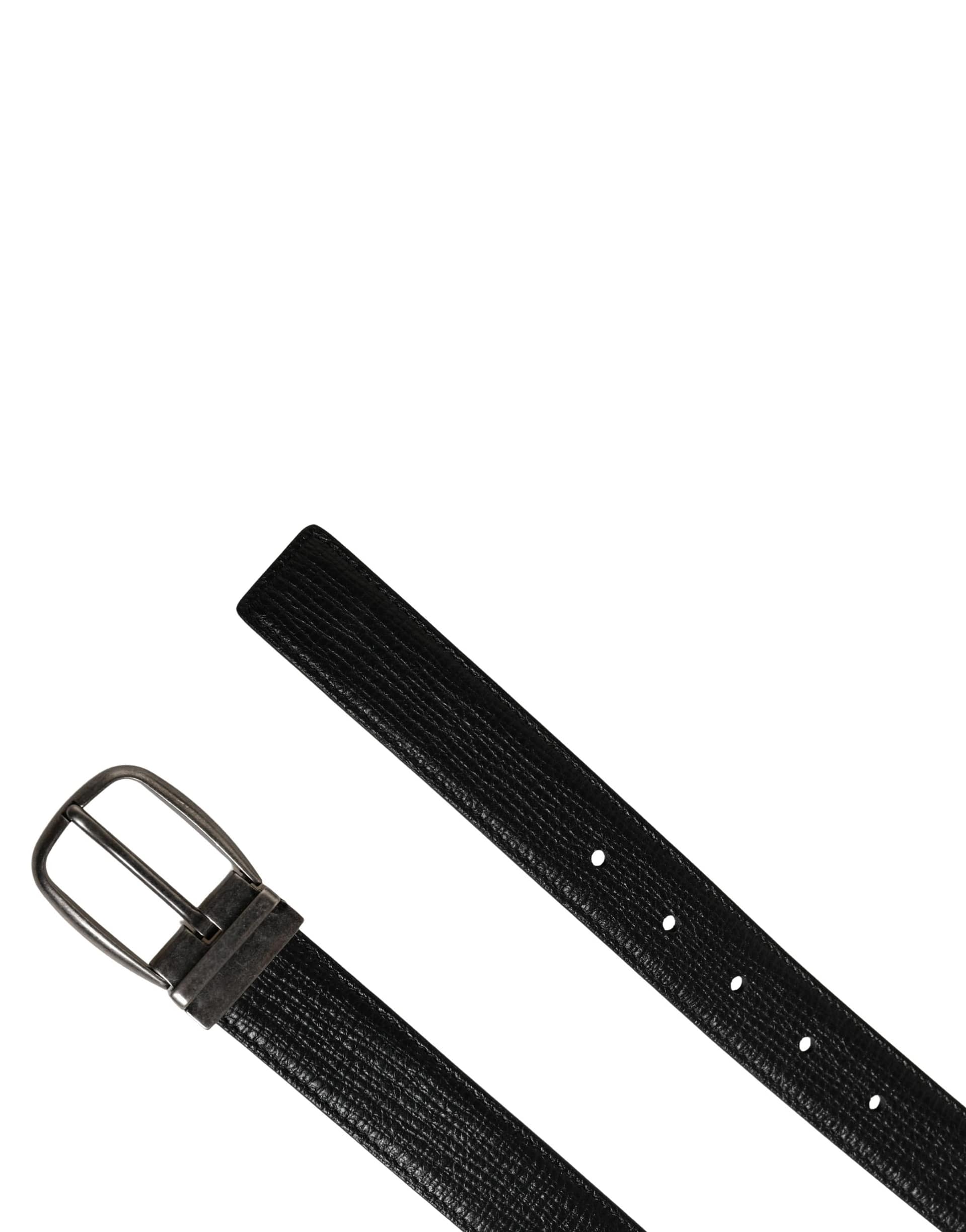 Dolce & Gabbana Men Black Classic Leather Metal Buckle Belt - Image 6