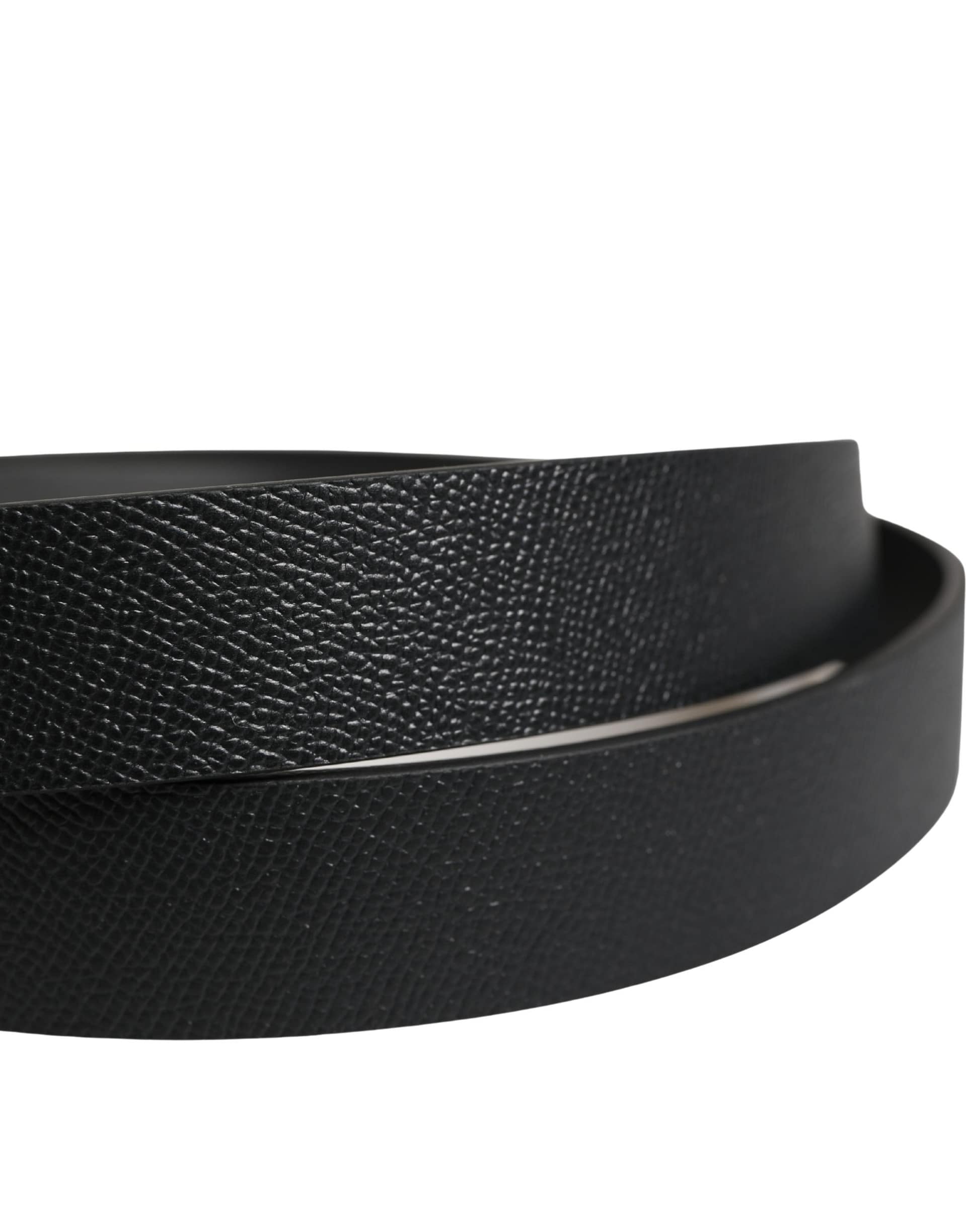 Dolce & Gabbana Men Black Calfskin Leather Square Buckle Belt - Image 5