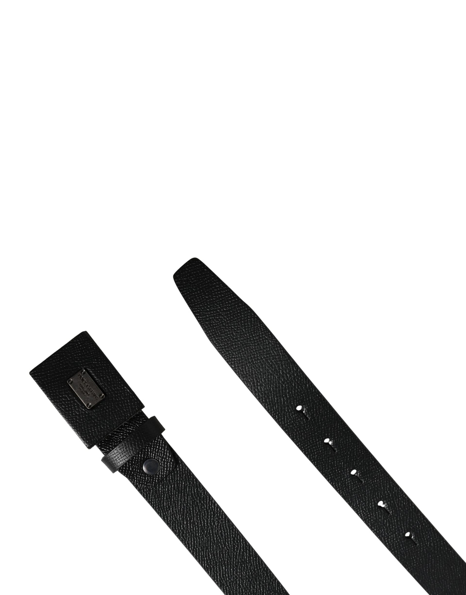 Dolce & Gabbana Men Black Calfskin Leather Square Buckle Belt - Image 7