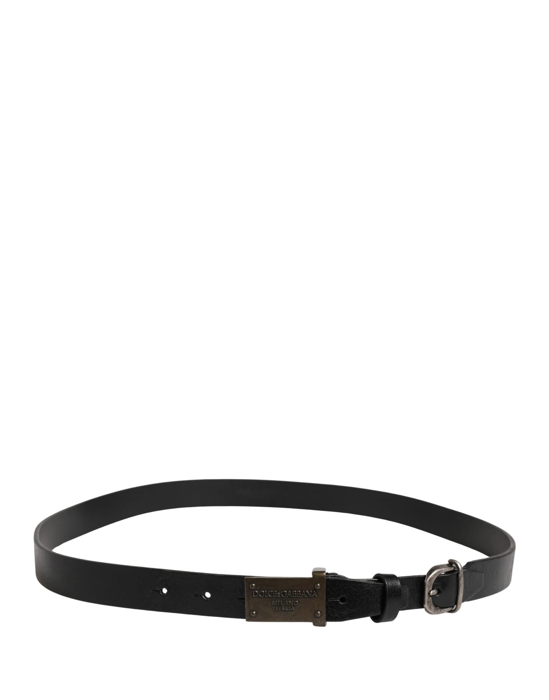 Dolce & Gabbana Men Black Classic Leather Logo Buckle Belt - Image 3