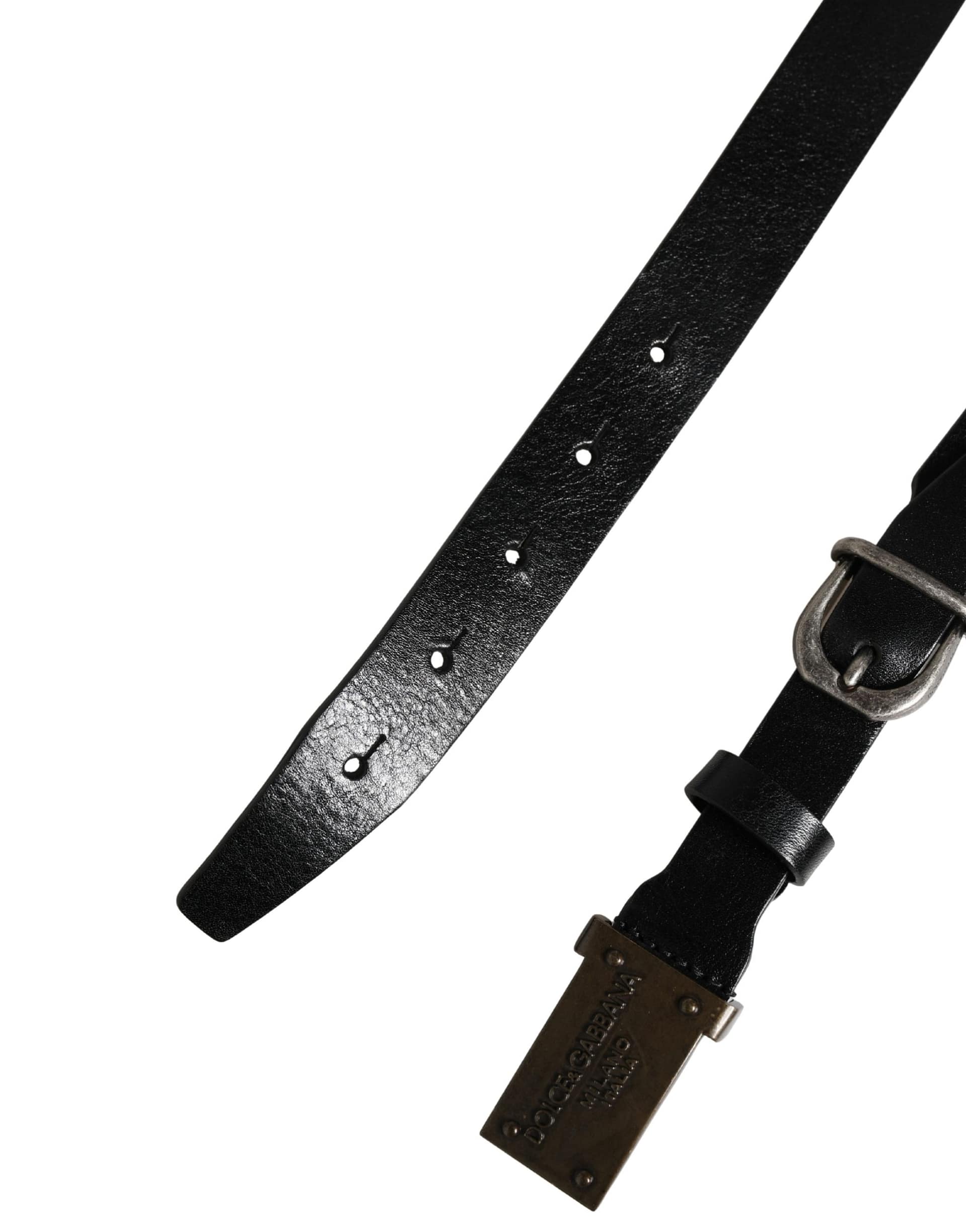 Dolce & Gabbana Men Black Classic Leather Logo Buckle Belt - Image 7