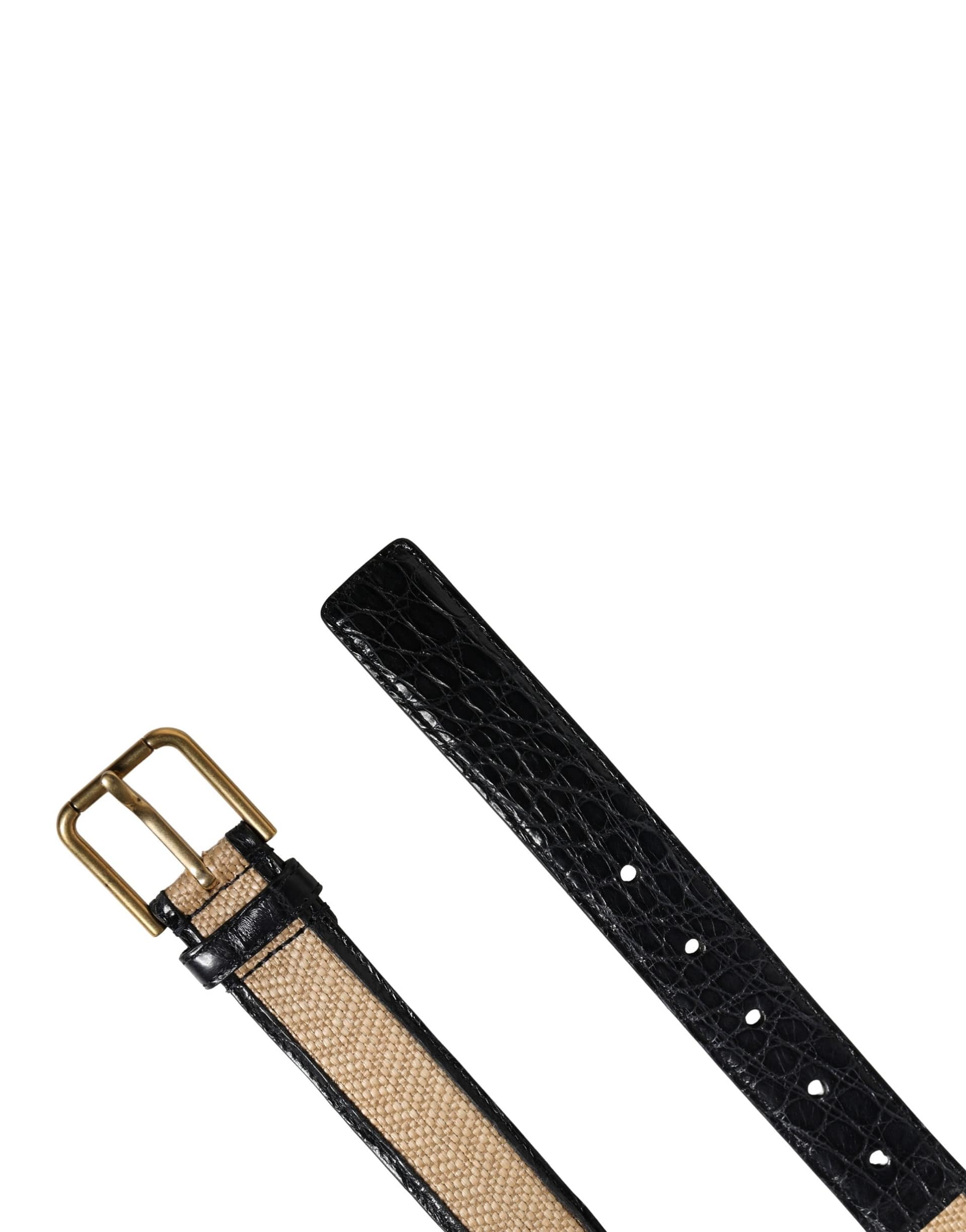 Dolce & Gabbana Men Beige Braided Leather Metal Buckle Belt - Image 4