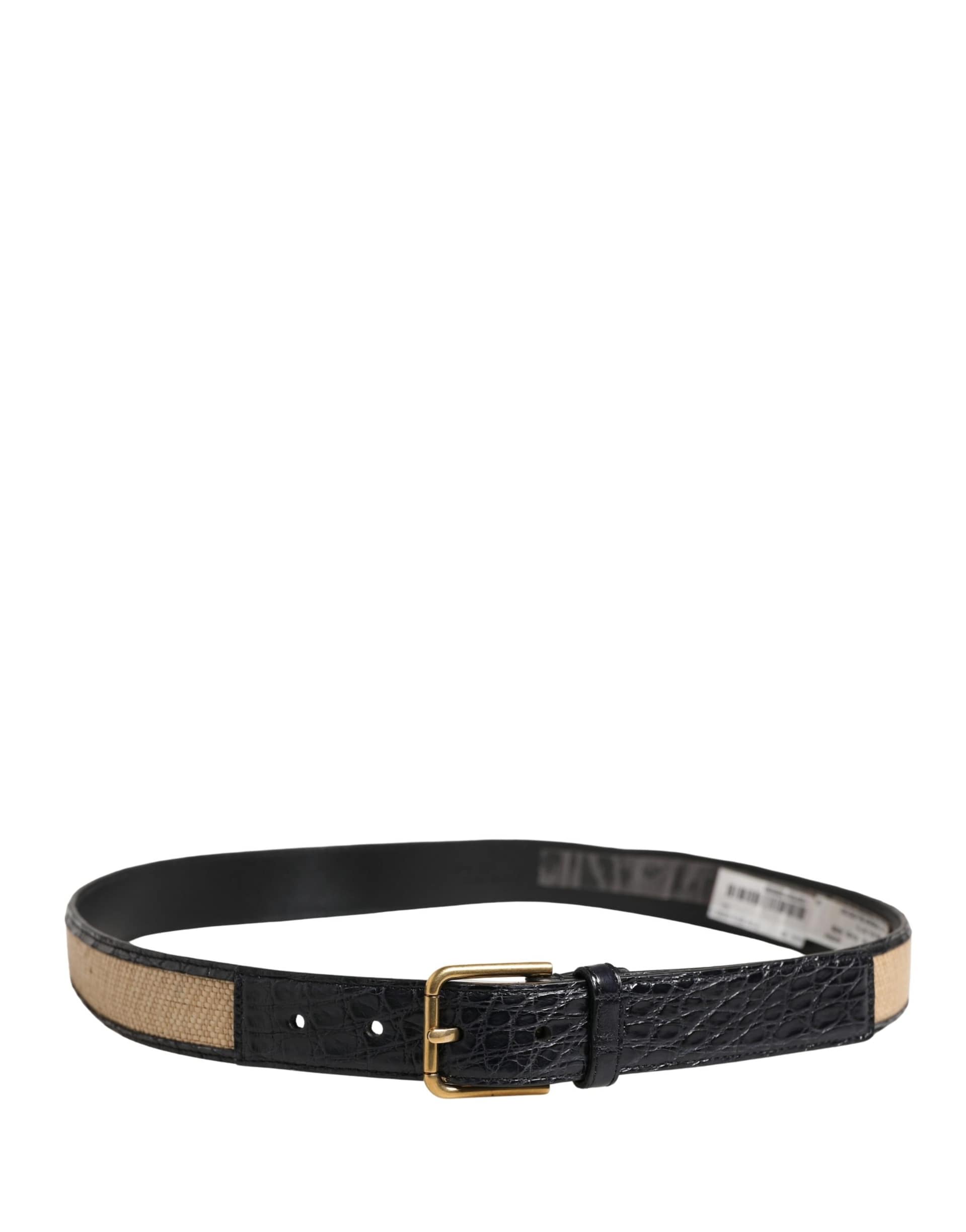 Dolce & Gabbana Men Beige Braided Leather Metal Buckle Belt - Image 5