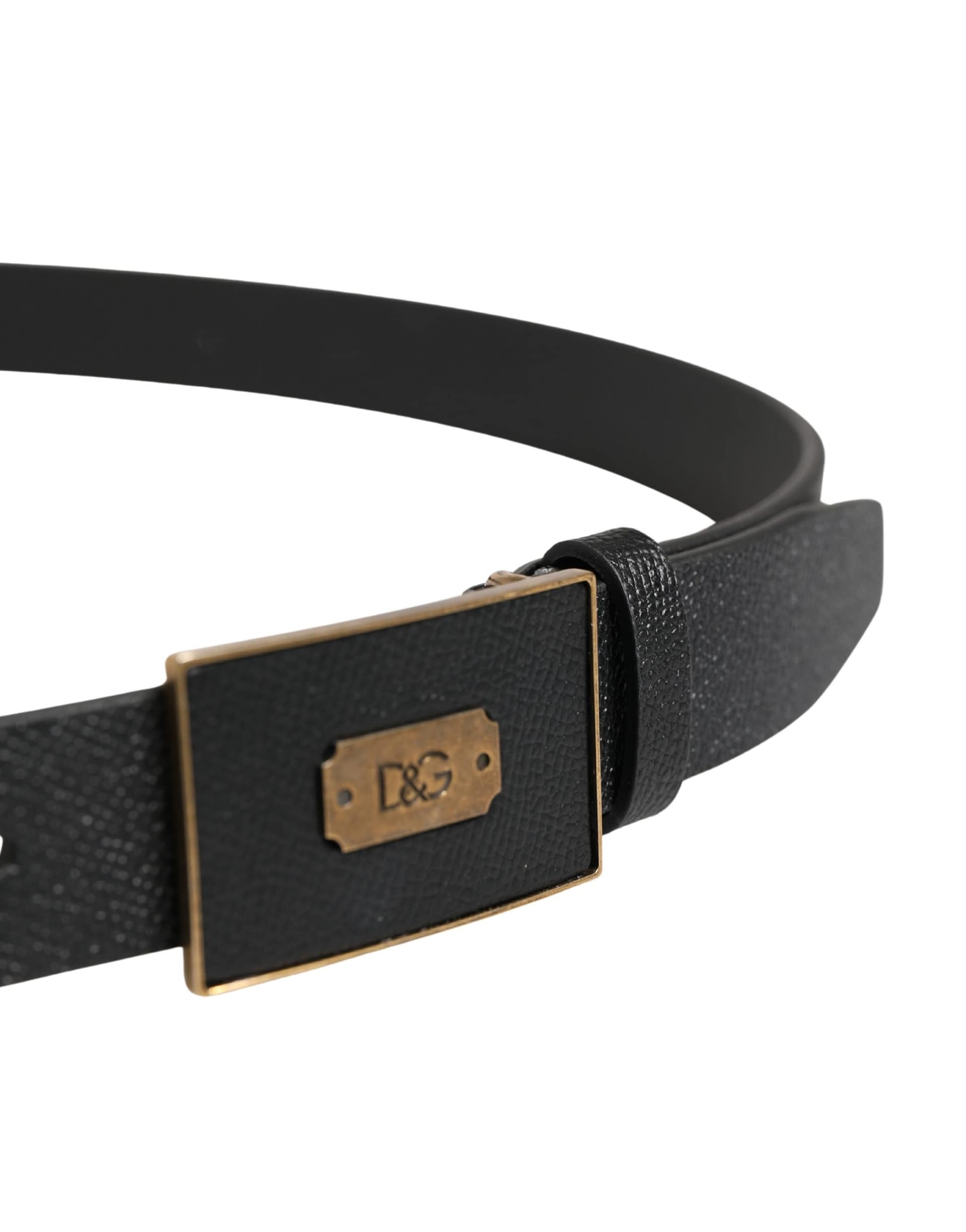 Dolce & Gabbana Men Black Classic Leather Logo Buckle Belt - Image 4