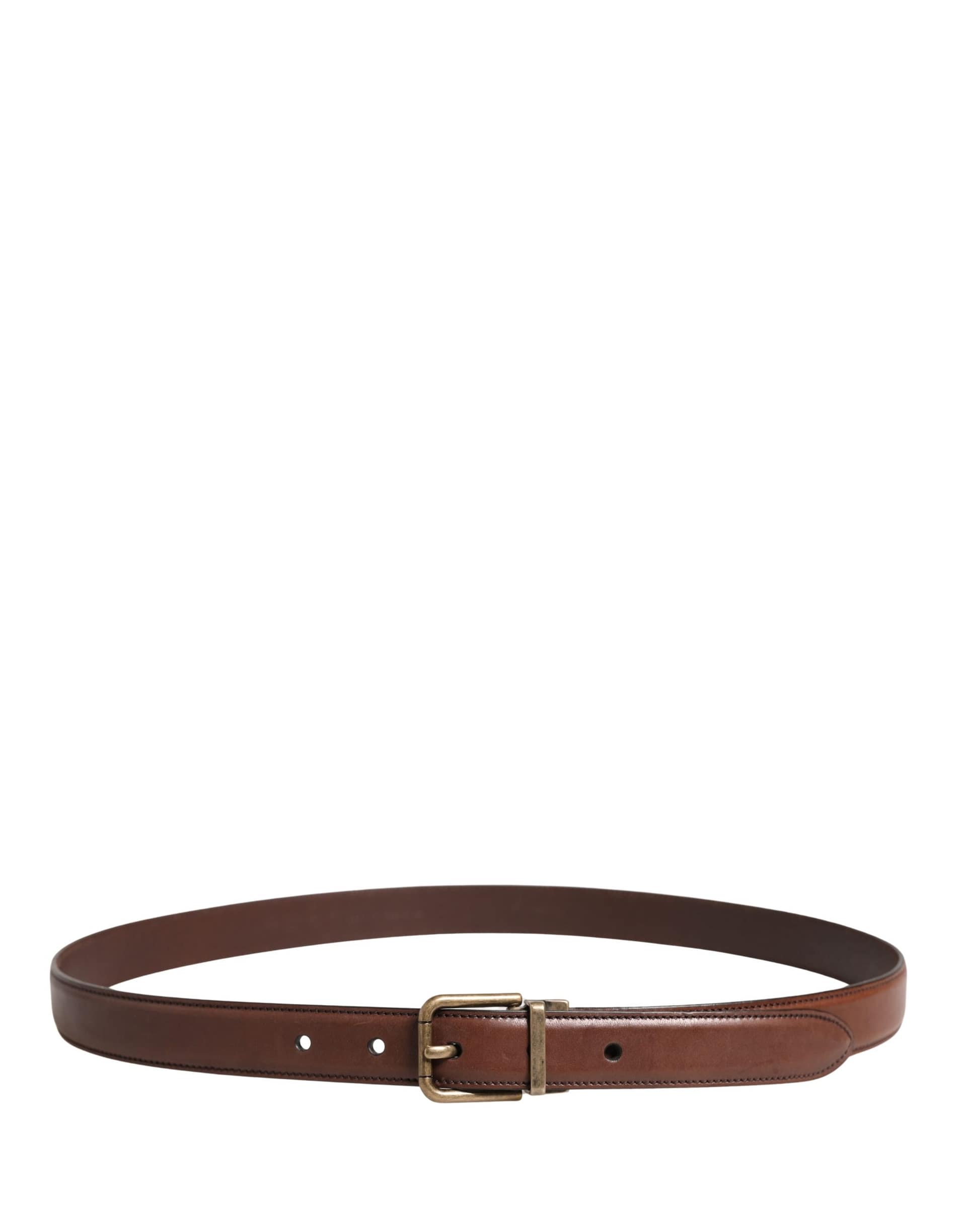 Dolce & Gabbana Men Brown Classic Leather Metal Buckle Belt - Image 5