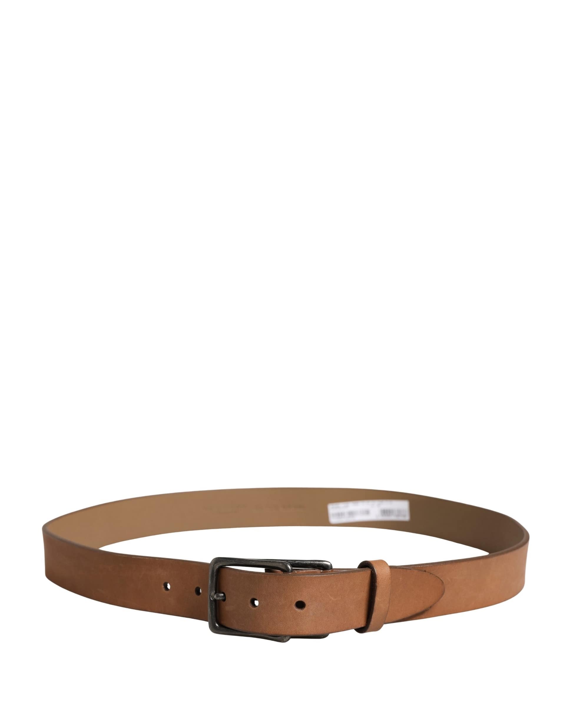 Dolce & Gabbana Men Brown Leather Classic Metal Buckle Belt - Image 3