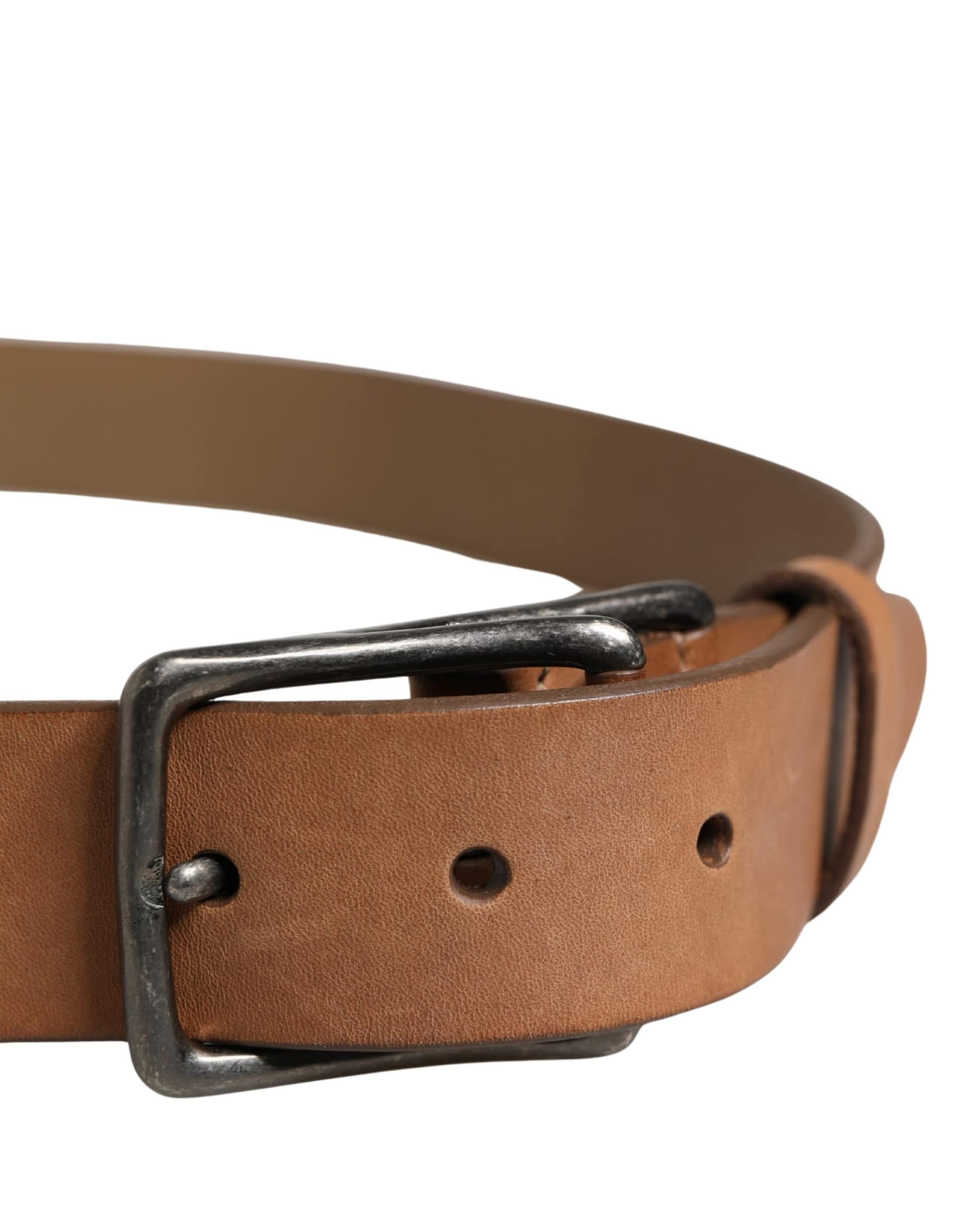 Dolce & Gabbana Men Brown Leather Classic Metal Buckle Belt - Image 4