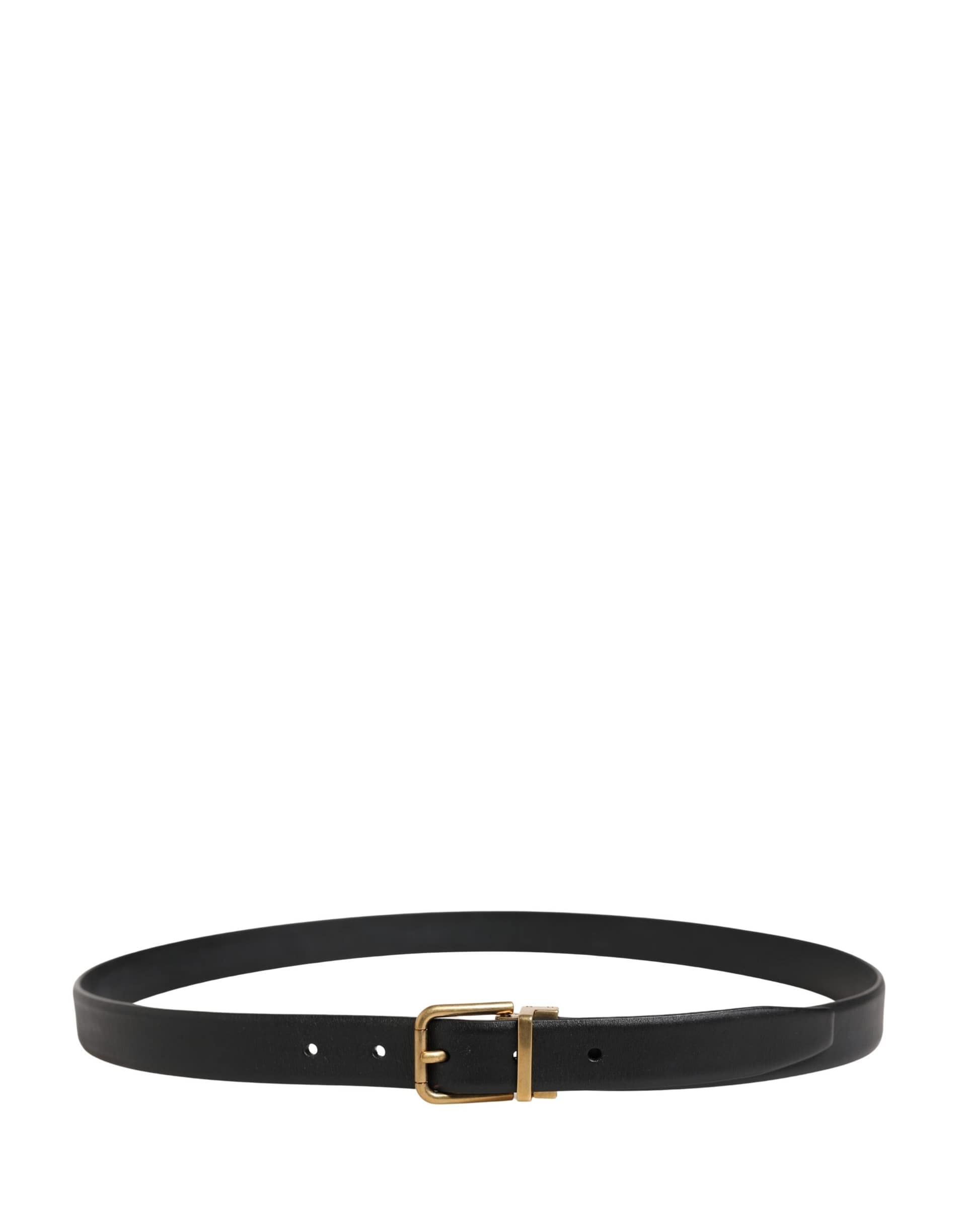 Dolce & Gabbana Men Black Classic Leather Metal Buckle Belt - Image 3