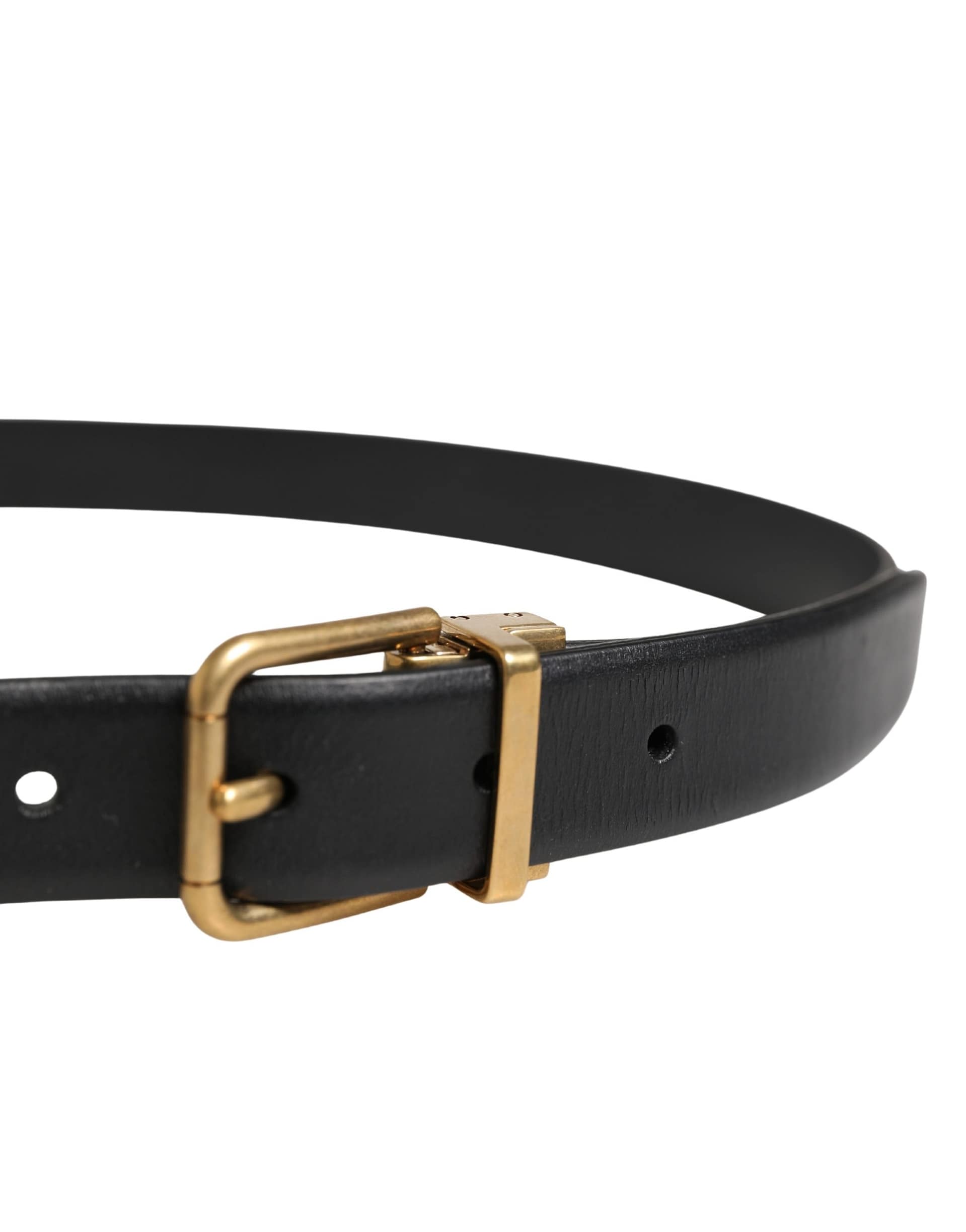 Dolce & Gabbana Men Black Classic Leather Metal Buckle Belt - Image 4