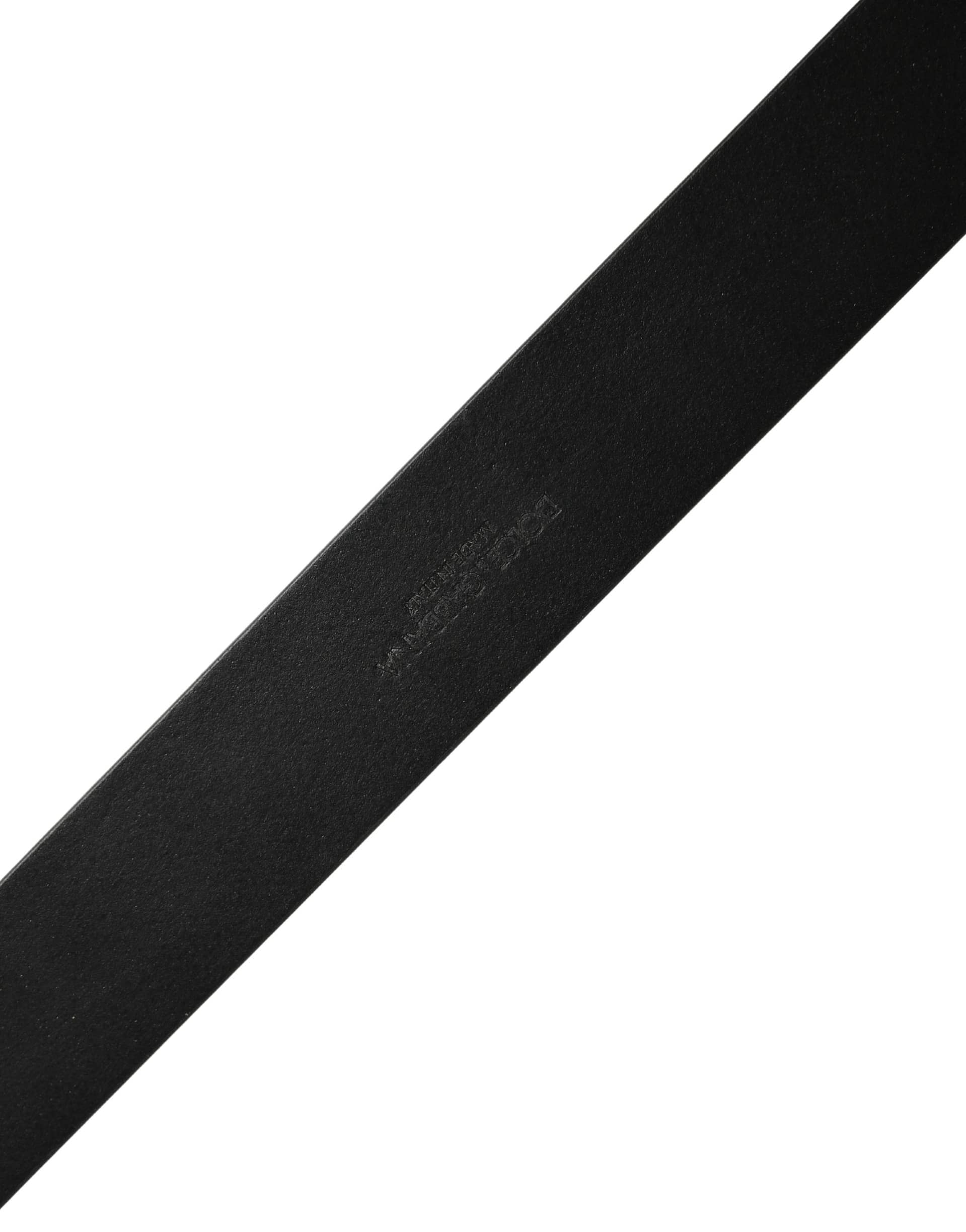 Dolce & Gabbana Black Classic Leather Logo Metal Buckle Belt - Image 6