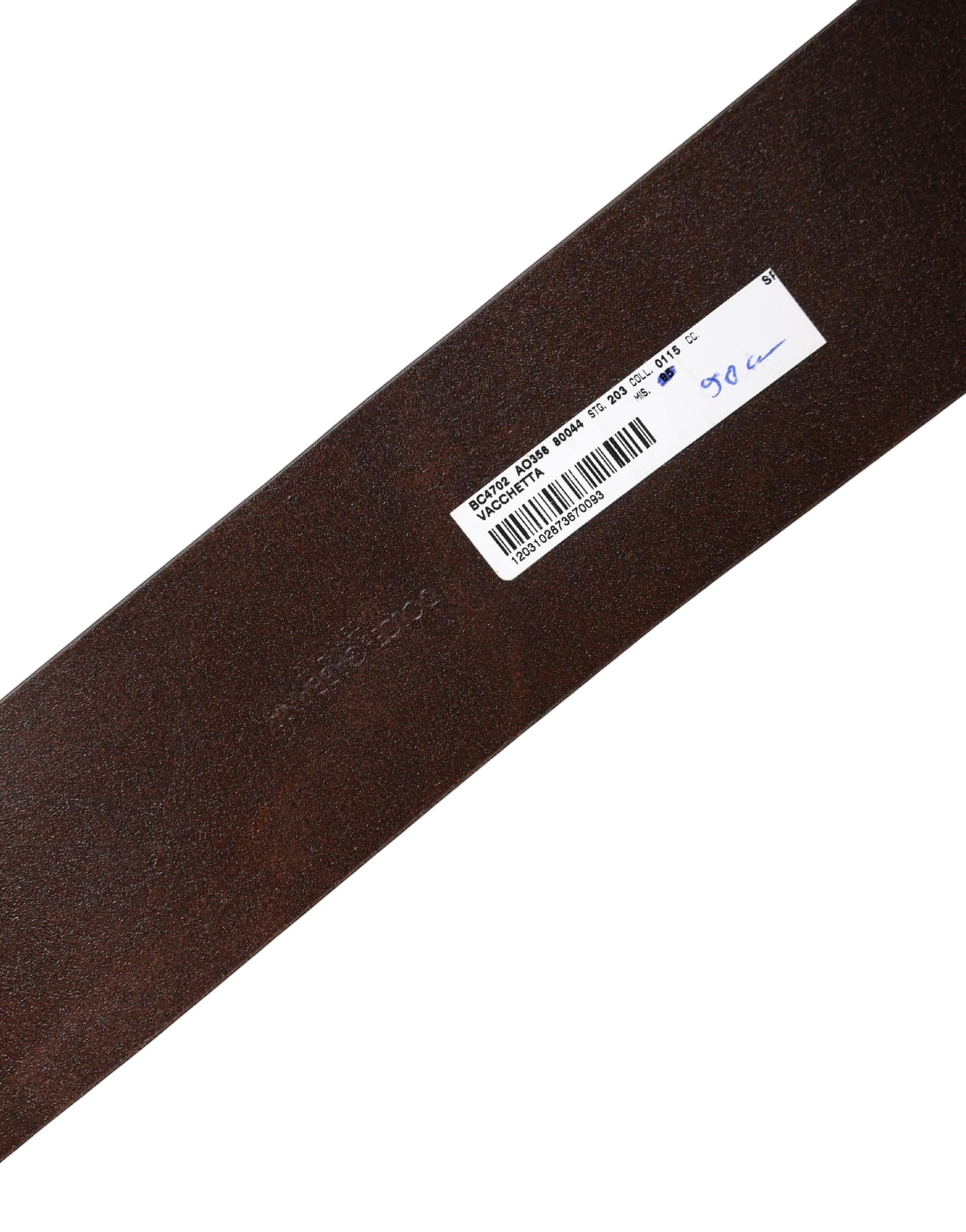 Dolce & Gabbana Brown Leather Wide Waist Metal Round Belt - Image 6