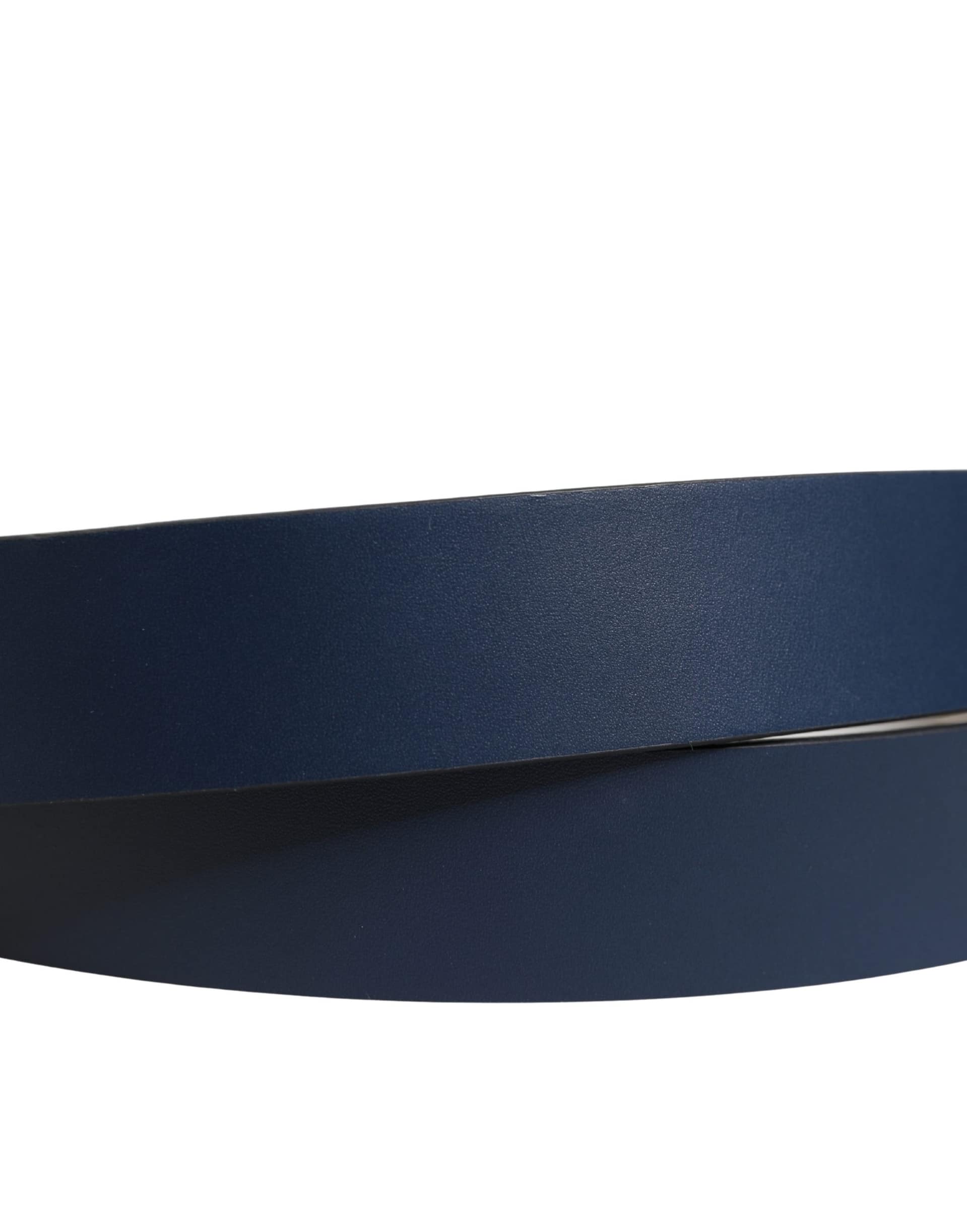 Dolce & Gabbana Men Blue Calf Leather Logo Metal Buckle Belt - Image 5