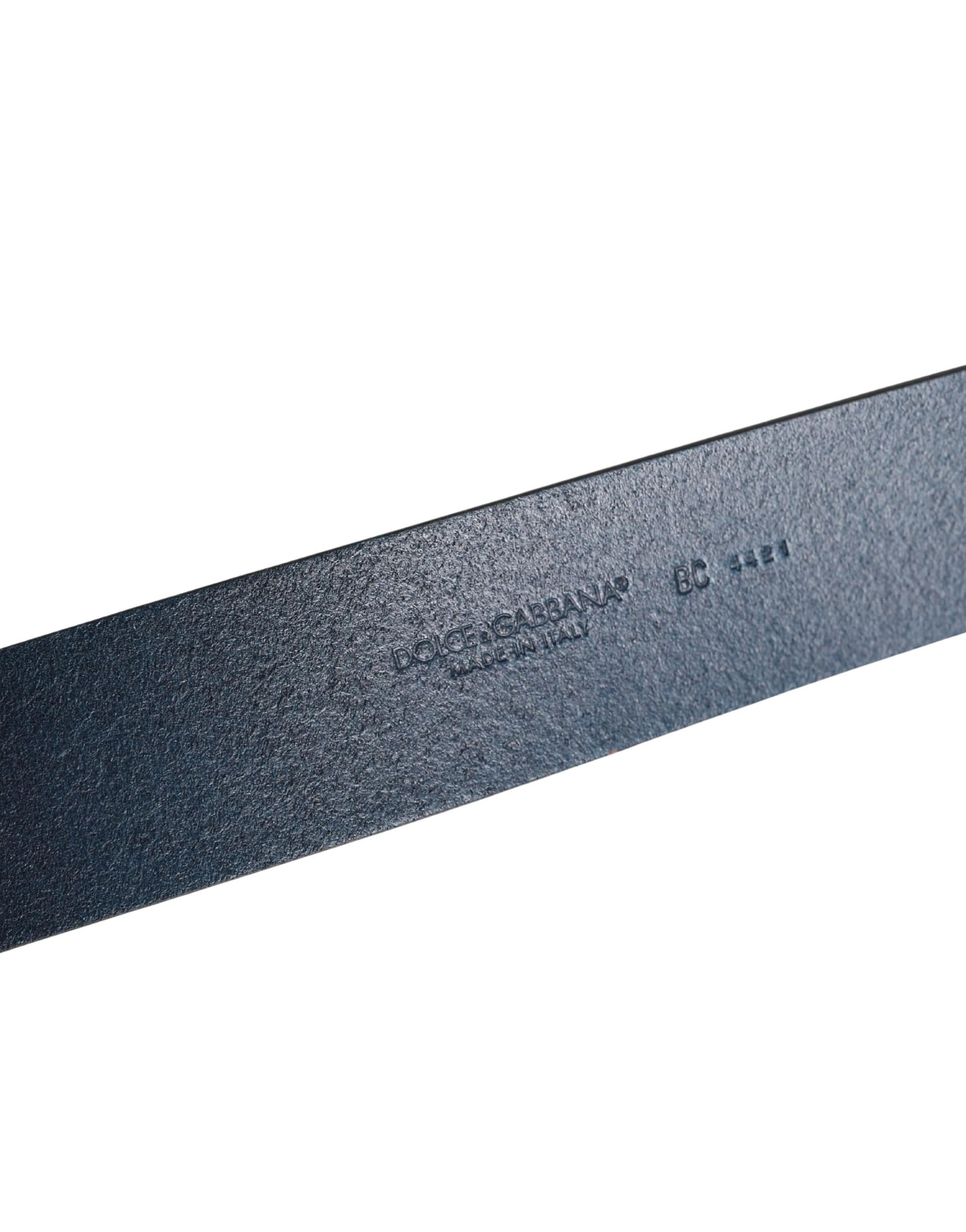 Dolce & Gabbana Men Blue Classic Leather Metal Buckle Belt - Image 5