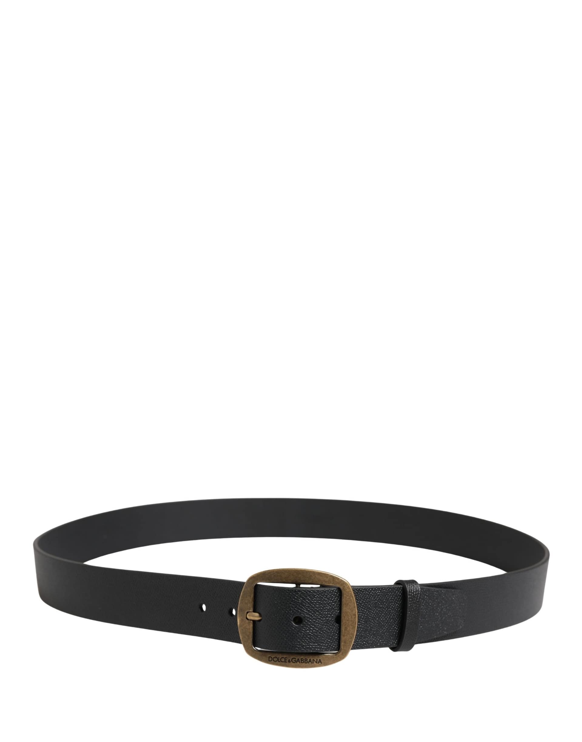Dolce & Gabbana Men Black Classic Leather Metal Buckle Belt - Image 3