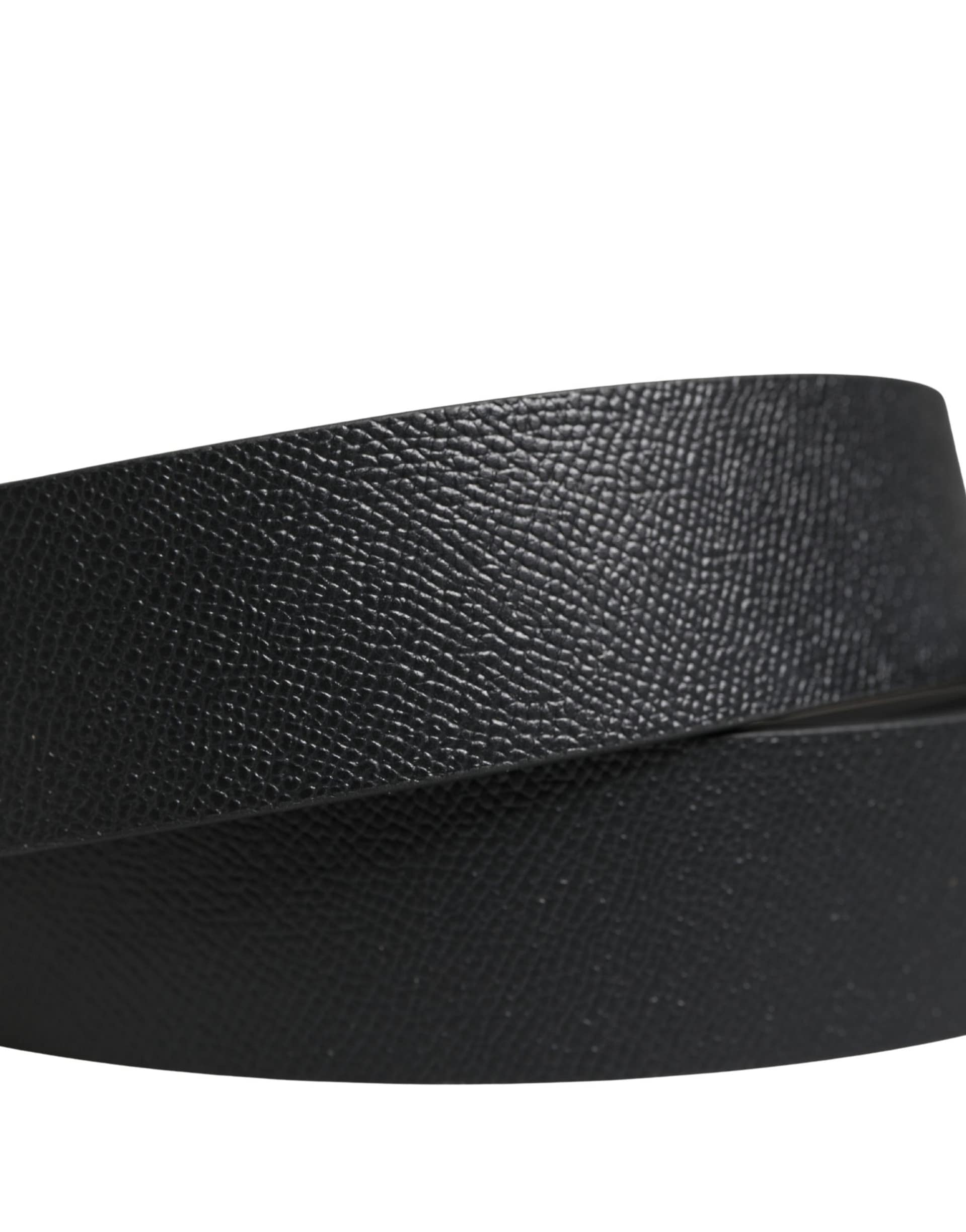 Dolce & Gabbana Men Black Classic Leather Metal Buckle Belt - Image 5