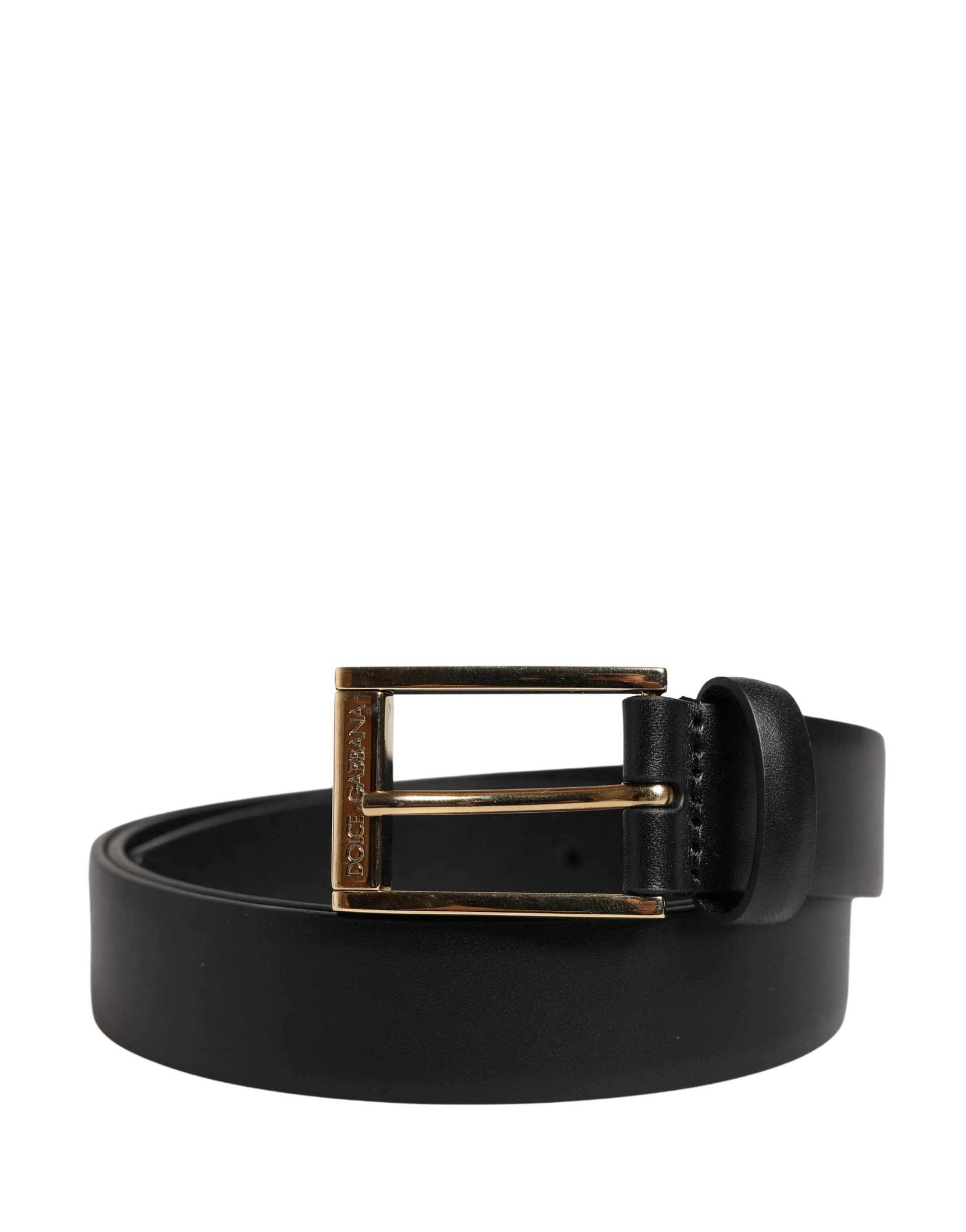 Dolce & Gabbana Men Black Classic Leather Metal Buckle Belt - Image 2
