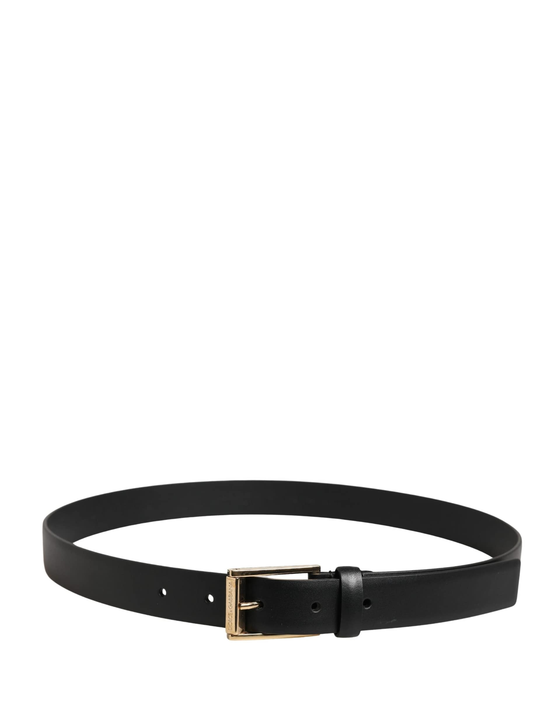 Dolce & Gabbana Men Black Classic Leather Metal Buckle Belt - Image 3