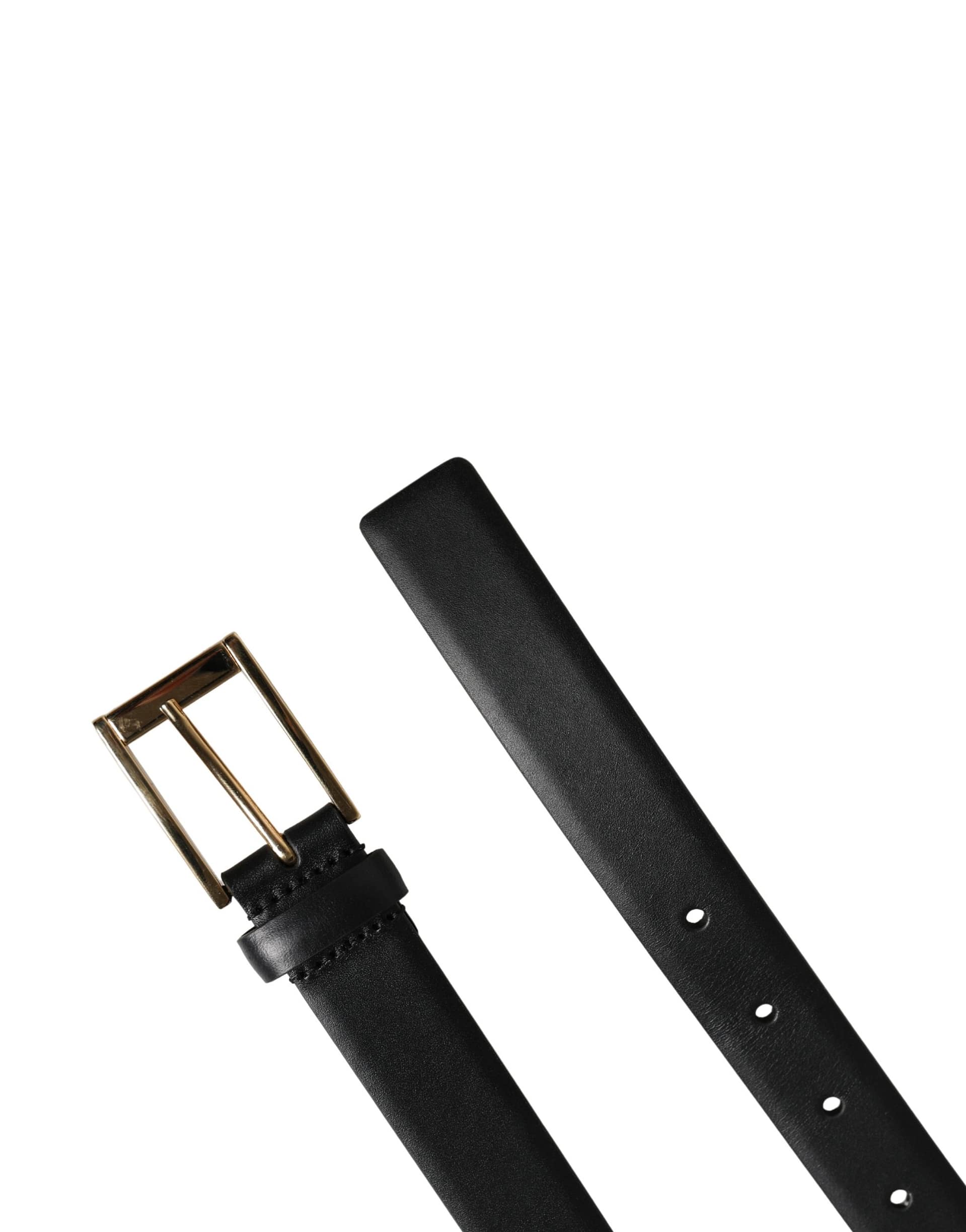 Dolce & Gabbana Men Black Classic Leather Metal Buckle Belt - Image 7