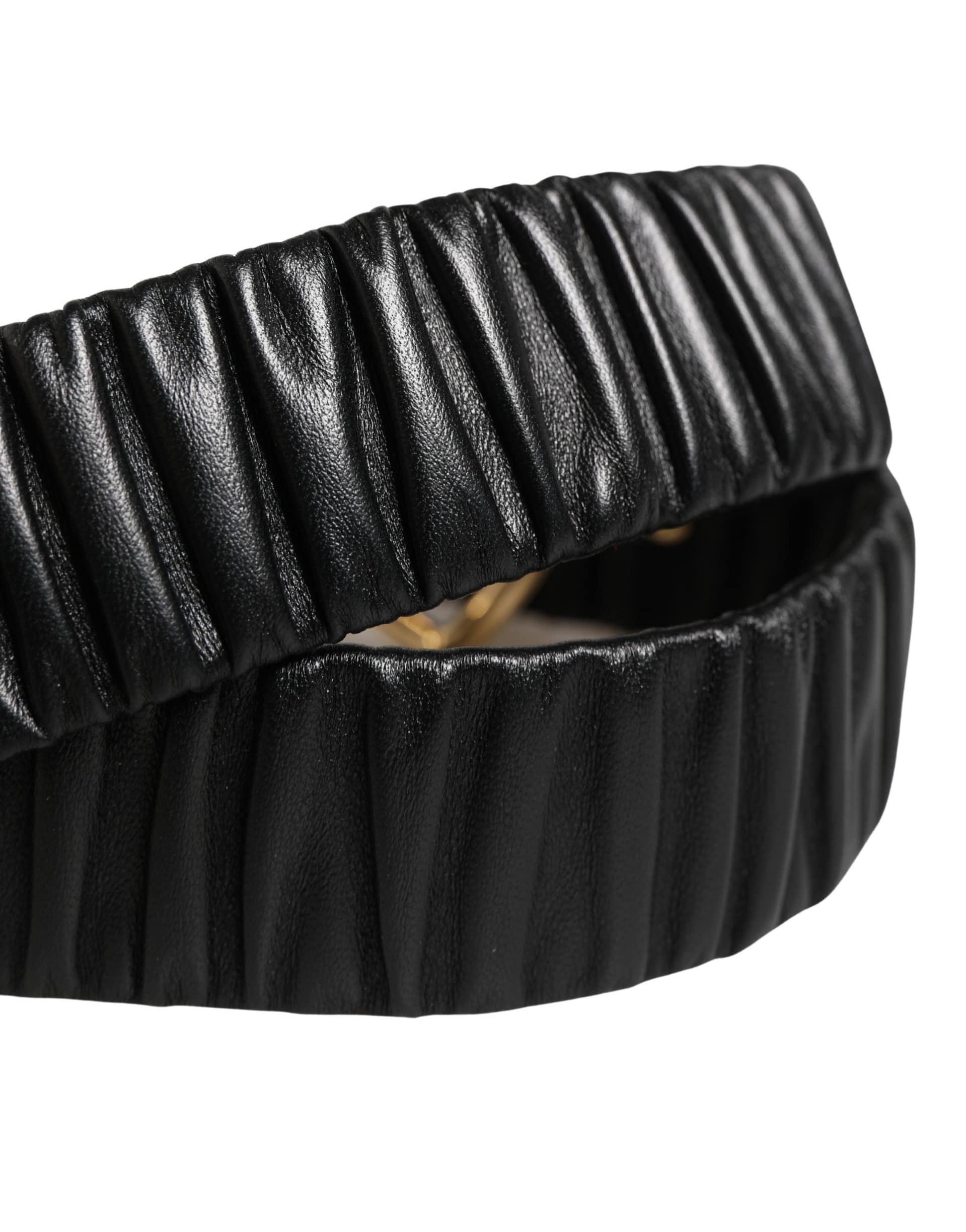 Dolce & Gabbana Black Leather Gold Heart Metal Buckle Belt - Image 6