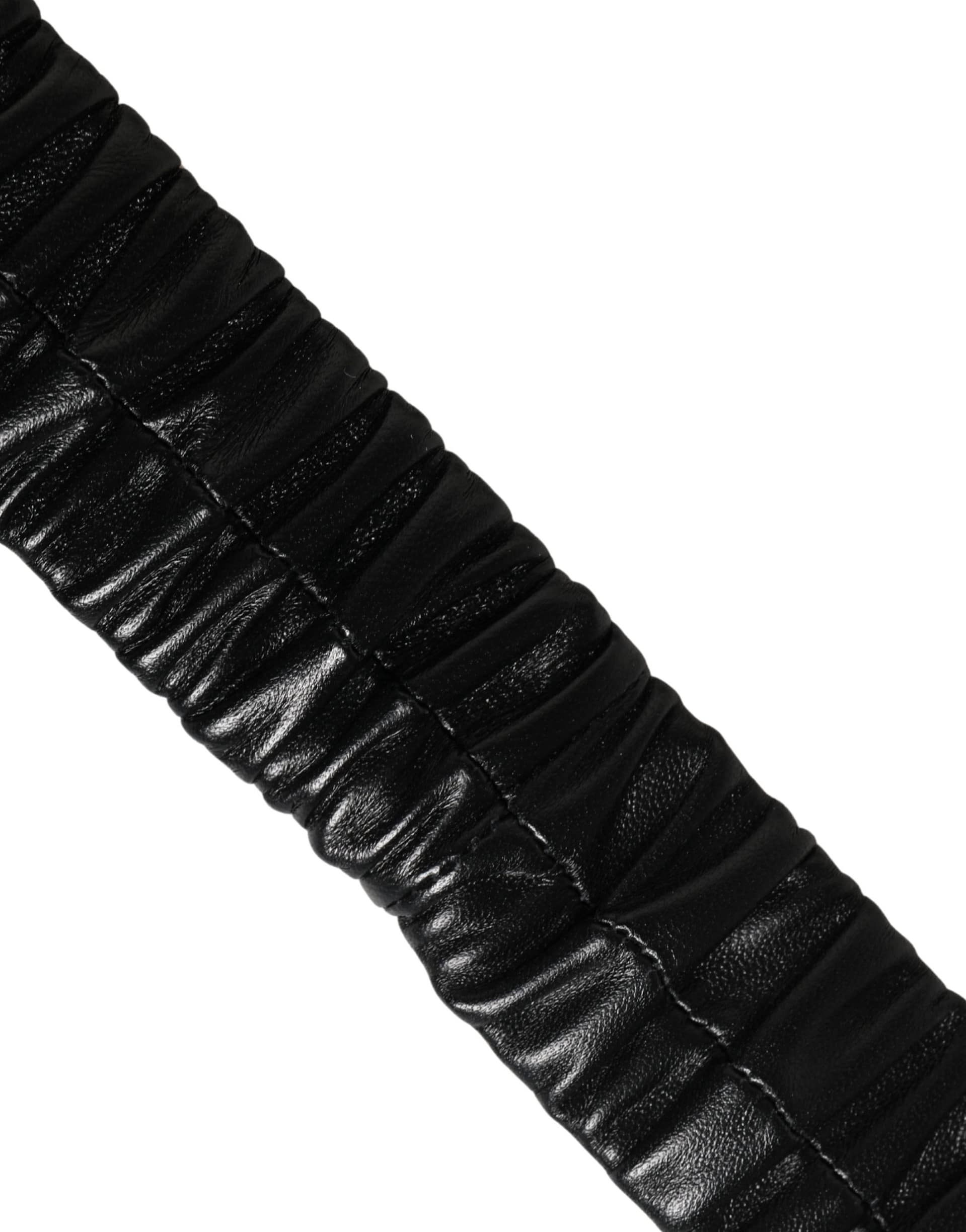 Dolce & Gabbana Black Leather Gold Heart Metal Buckle Belt - Image 7