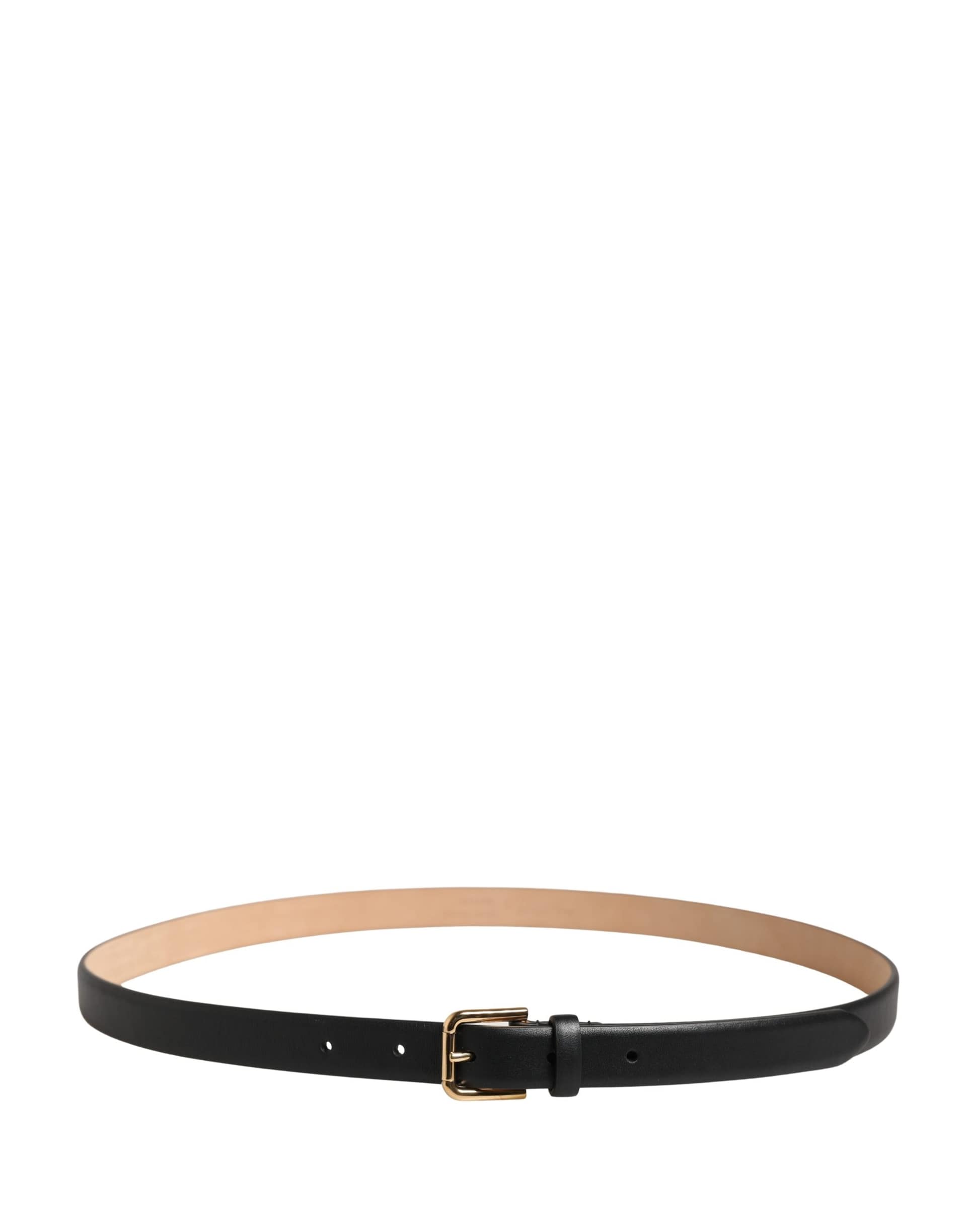 Dolce & Gabbana Black Classic Leather Gold Metal Buckle Belt - Image 3