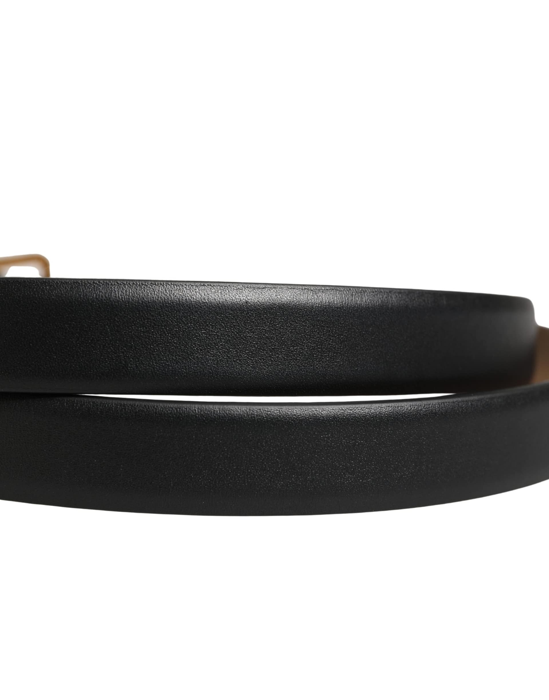 Dolce & Gabbana Black Classic Leather Gold Metal Buckle Belt - Image 5