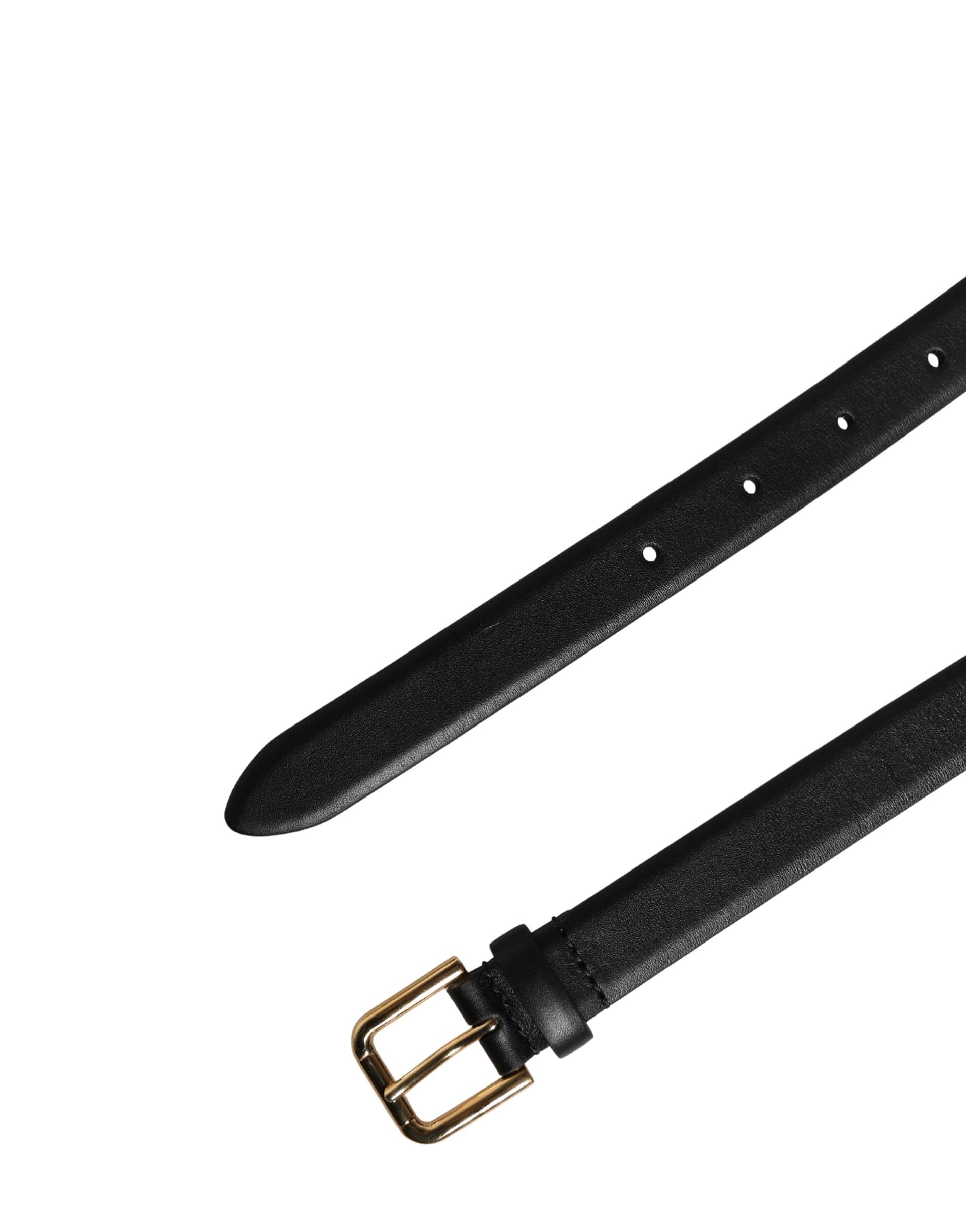 Dolce & Gabbana Black Classic Leather Gold Metal Buckle Belt - Image 7