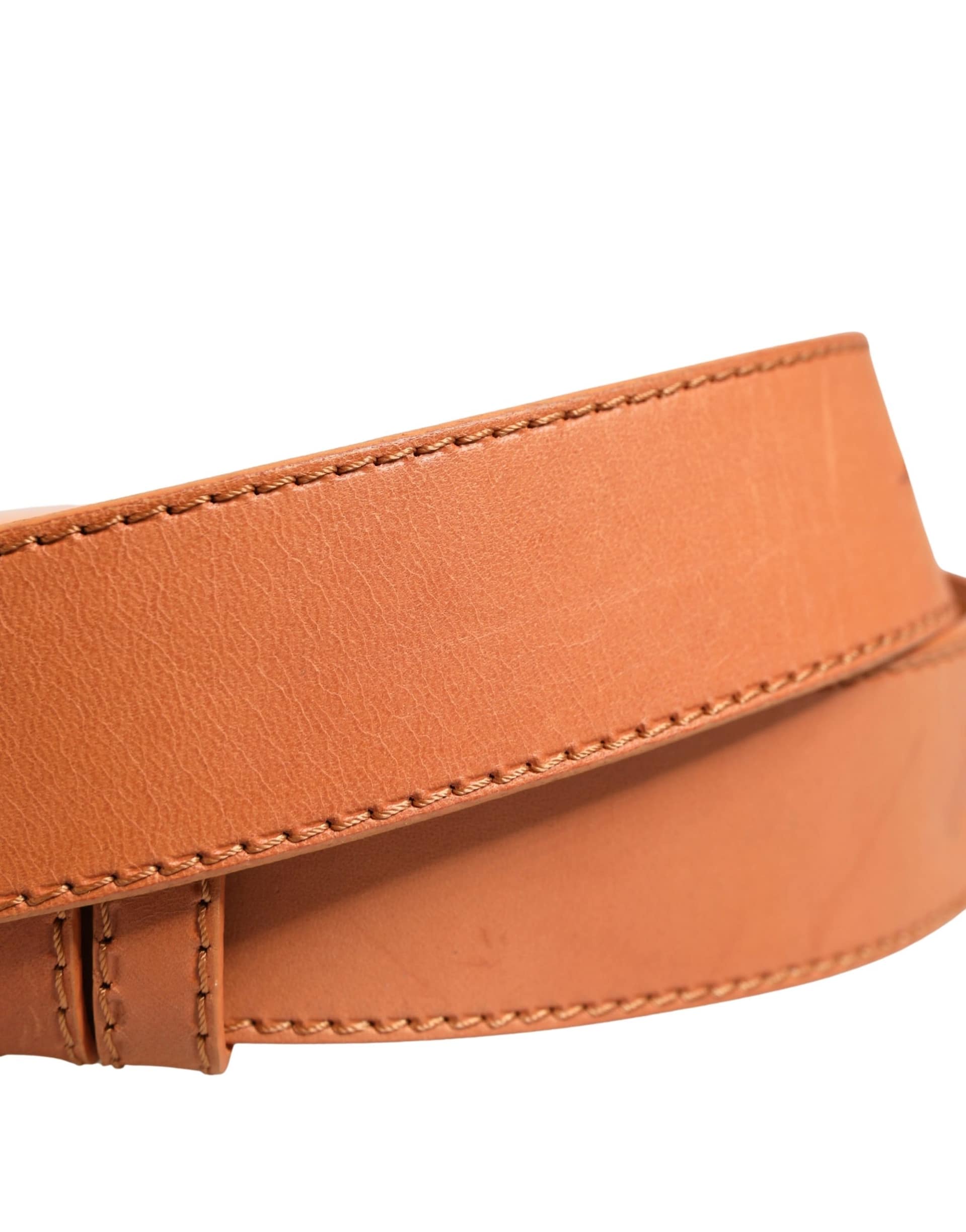 GF Ferre Orange Leather Hexagon Metal Buckle Waist Women Belt - Image 5