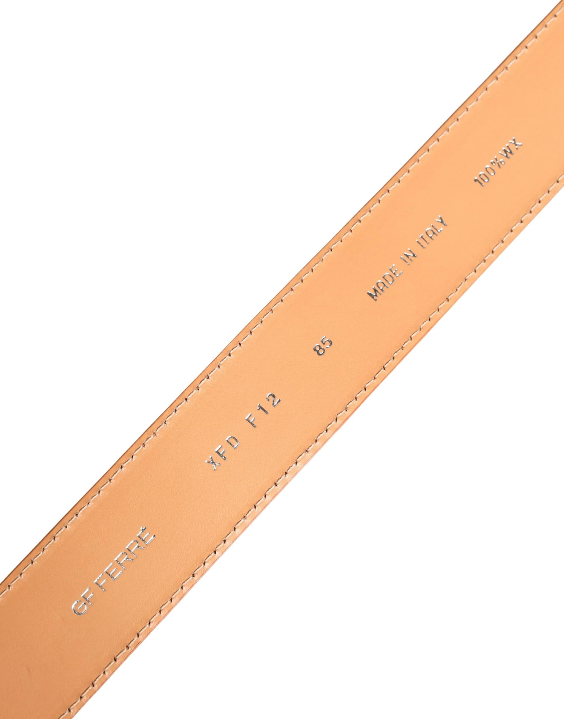 GF Ferre Orange Leather Hexagon Metal Buckle Waist Women Belt - Image 6