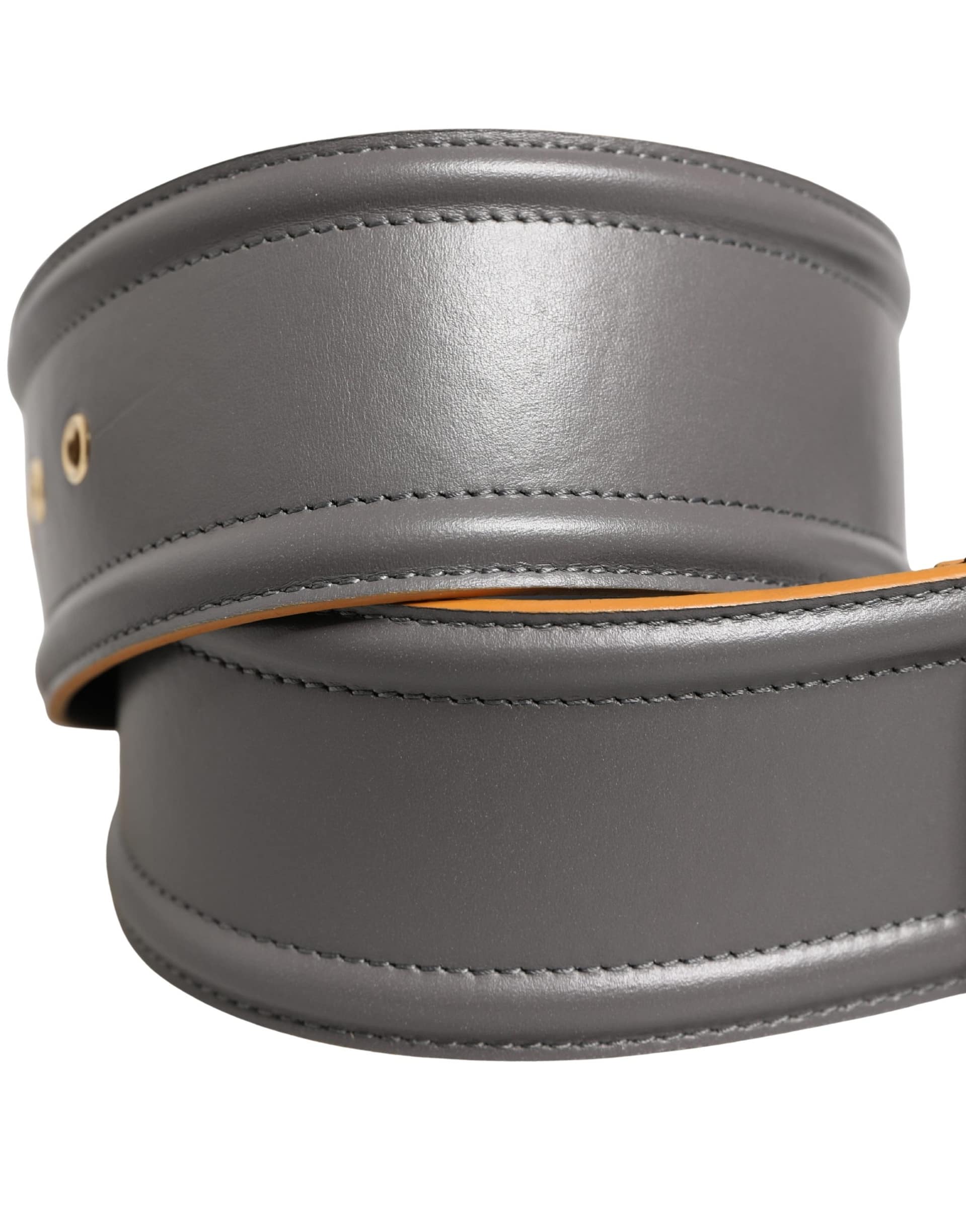 Patrizia Pepe Gray Genuine Leather Square Silver Metal Buckle Belt - Image 5
