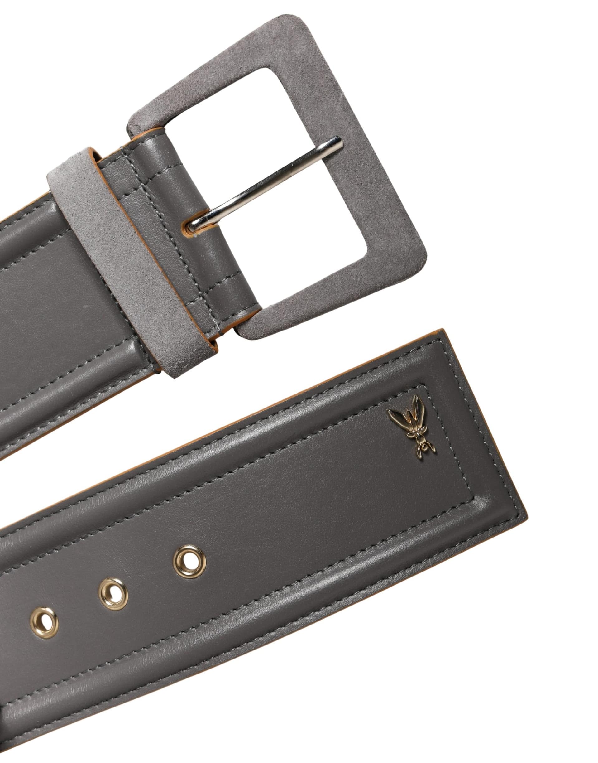 Patrizia Pepe Gray Genuine Leather Square Silver Metal Buckle Belt - Image 8