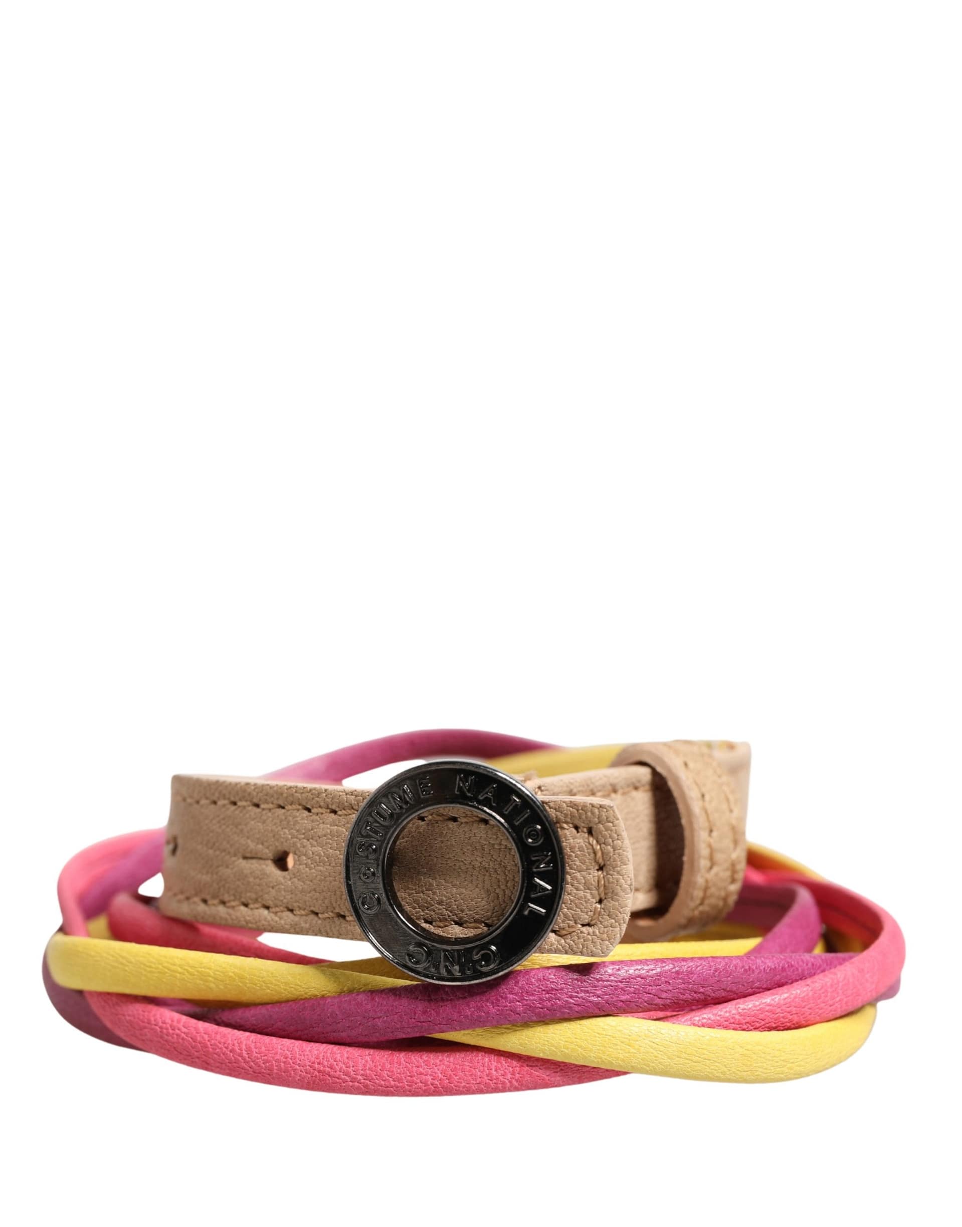 Costume National Multicolor Twisted Leather Circle Buckle Belt - Image 2