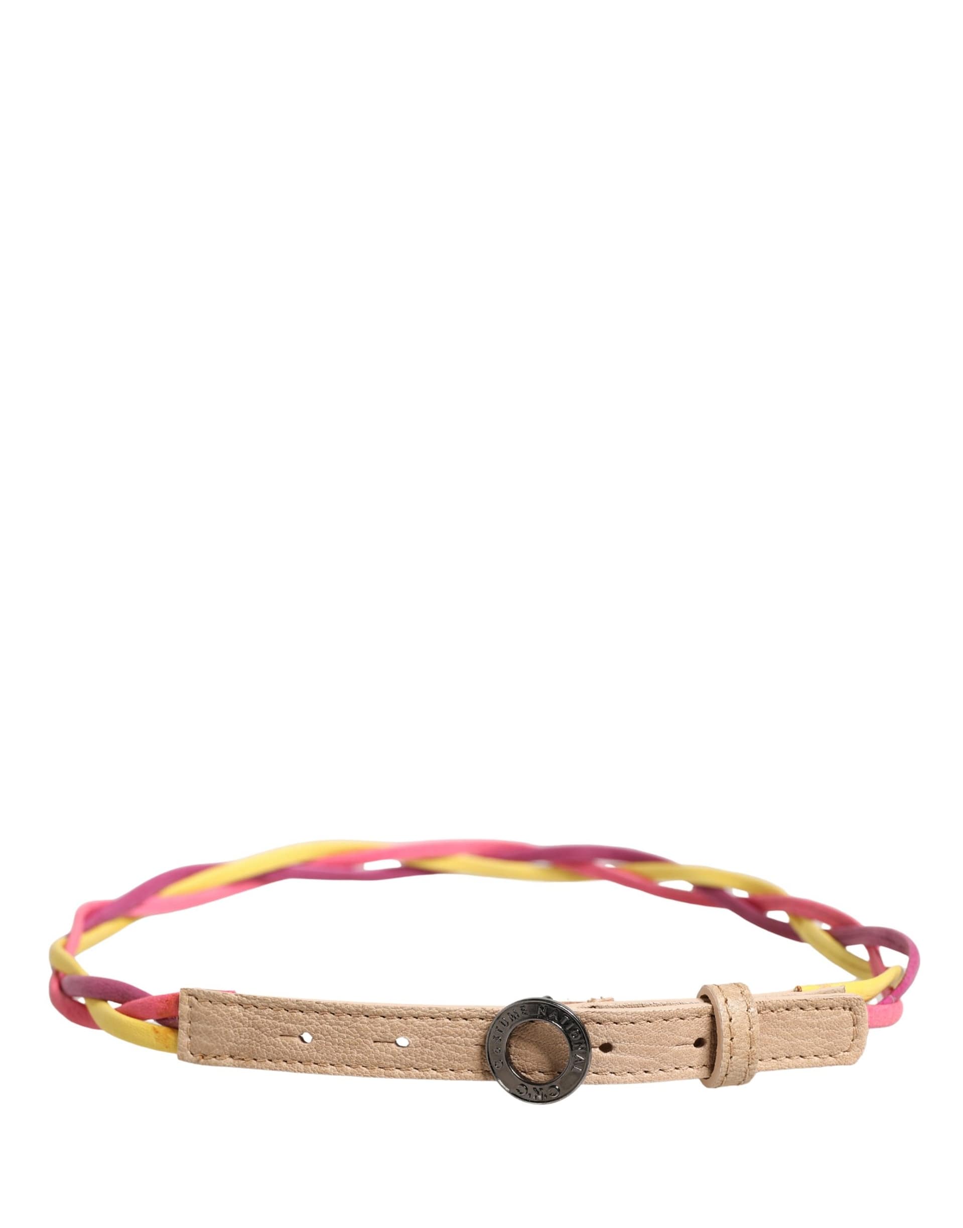 Costume National Multicolor Twisted Leather Circle Buckle Belt - Image 3