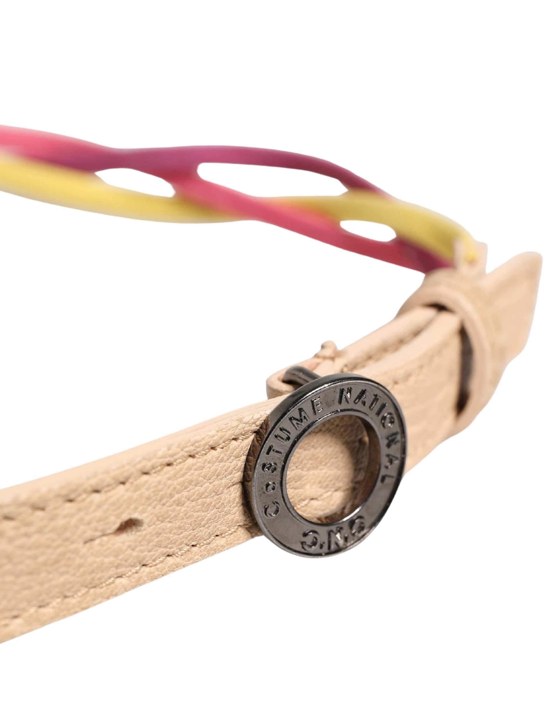 Costume National Multicolor Twisted Leather Circle Buckle Belt - Image 4