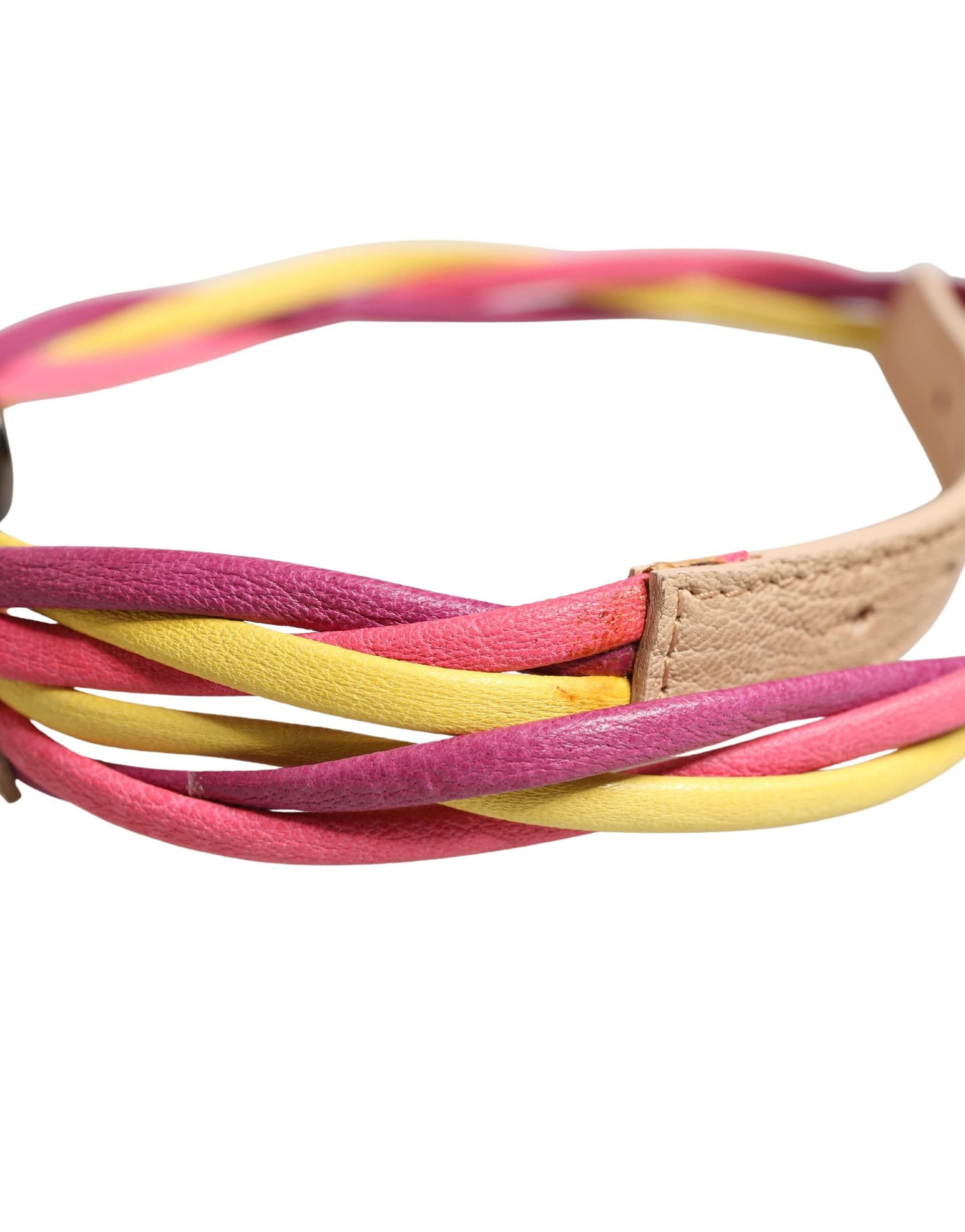 Costume National Multicolor Twisted Leather Circle Buckle Belt - Image 5