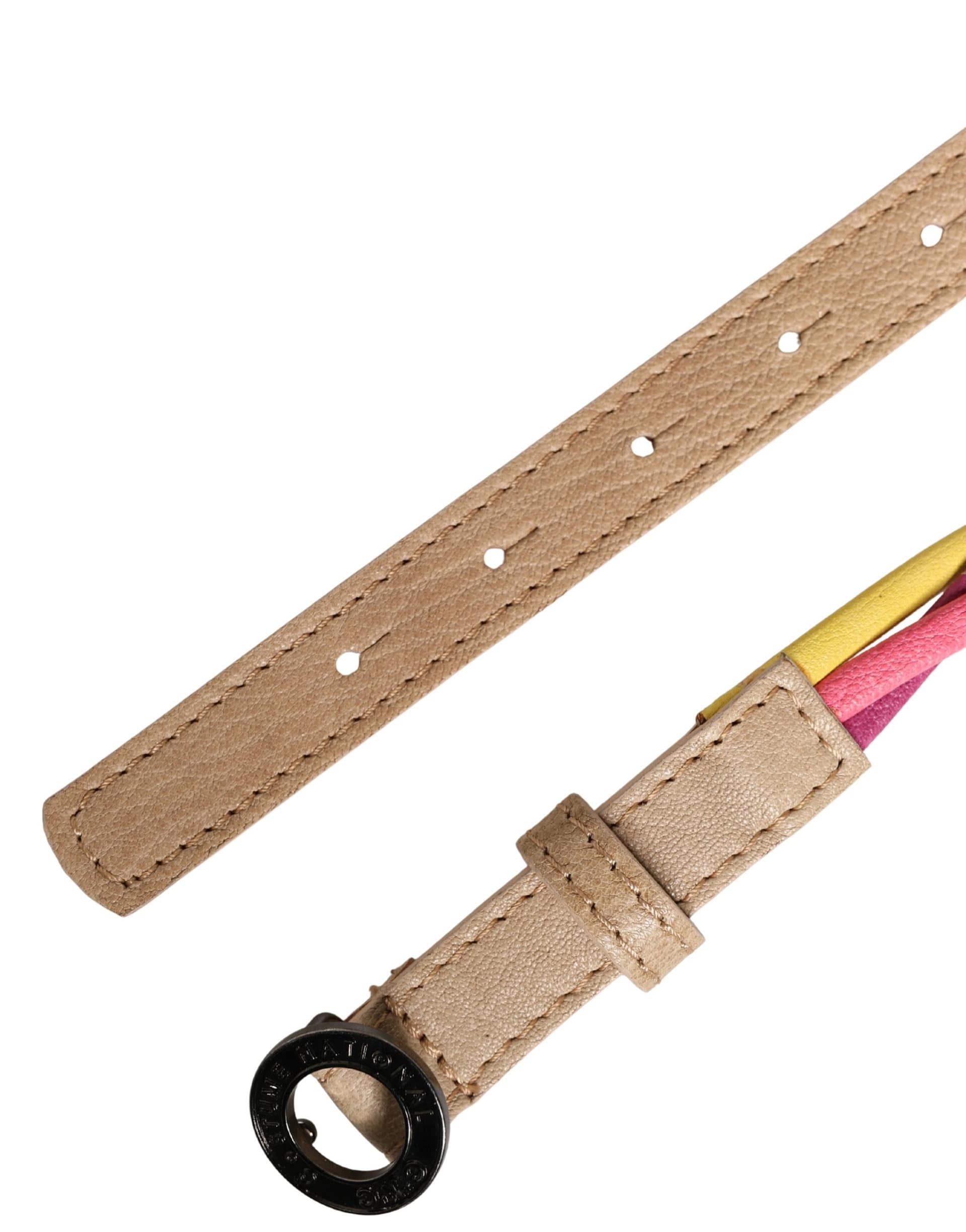 Costume National Multicolor Twisted Leather Circle Buckle Belt - Image 7