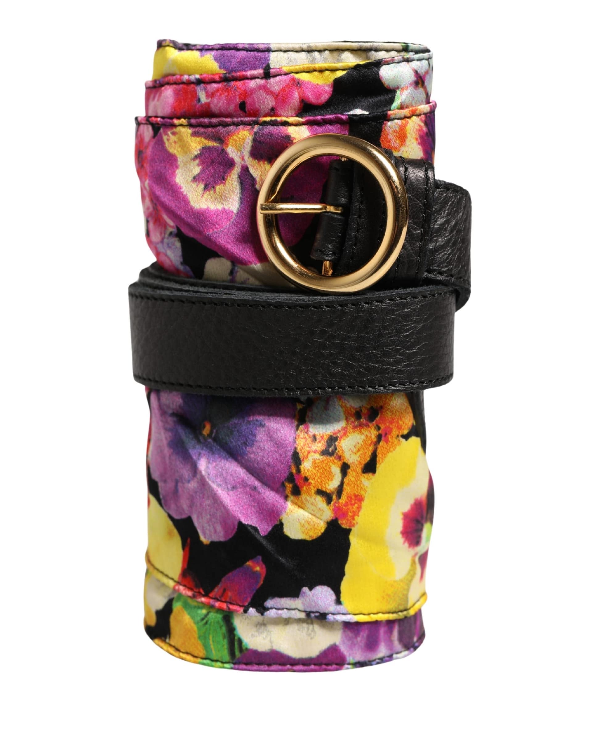 Cavalli Class Multicolor Floral Wide Waist Gold Metal Buckle Cintura Belt - Image 2
