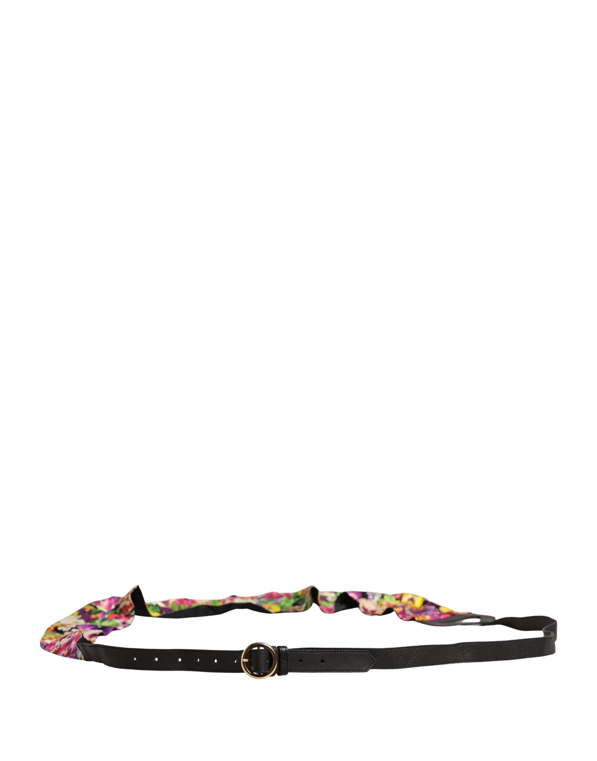 Cavalli Class Multicolor Floral Wide Waist Gold Metal Buckle Cintura Belt - Image 3