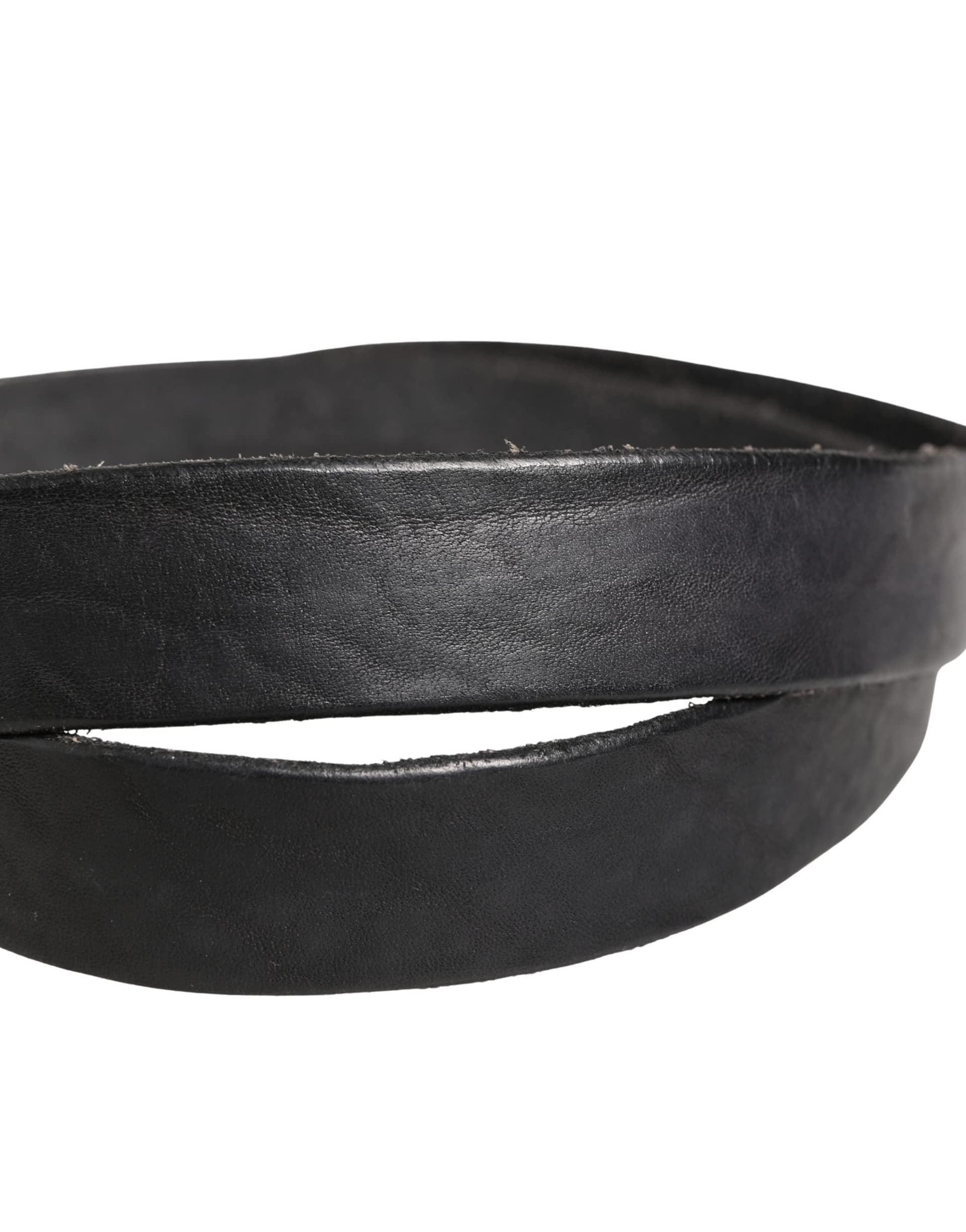 Daniele Alessandrini Men Black Leather Metal Buckle Belt - Image 5