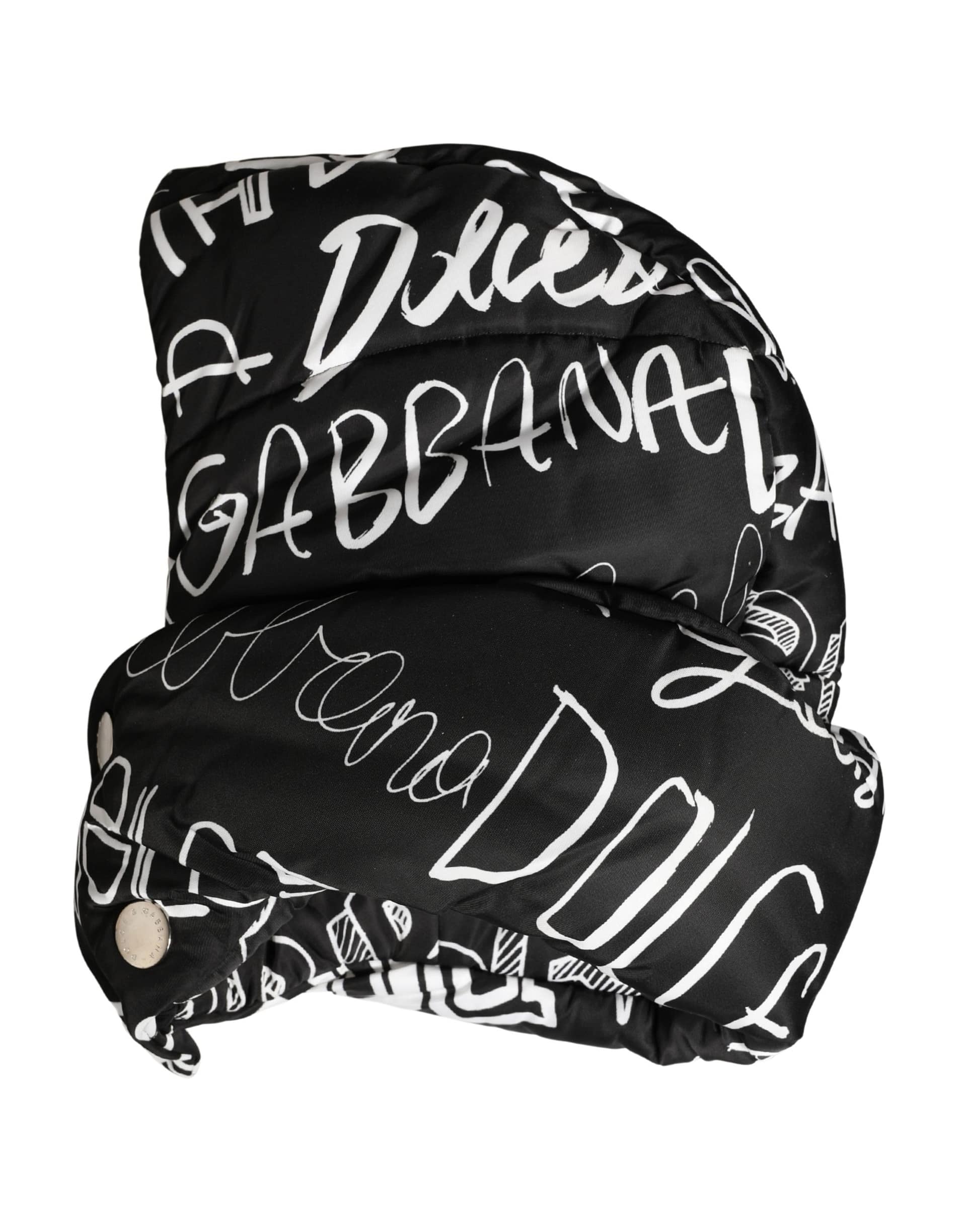 Dolce & Gabbana Black Logo Print Whole Head Wrap Capello Hat - Image 3