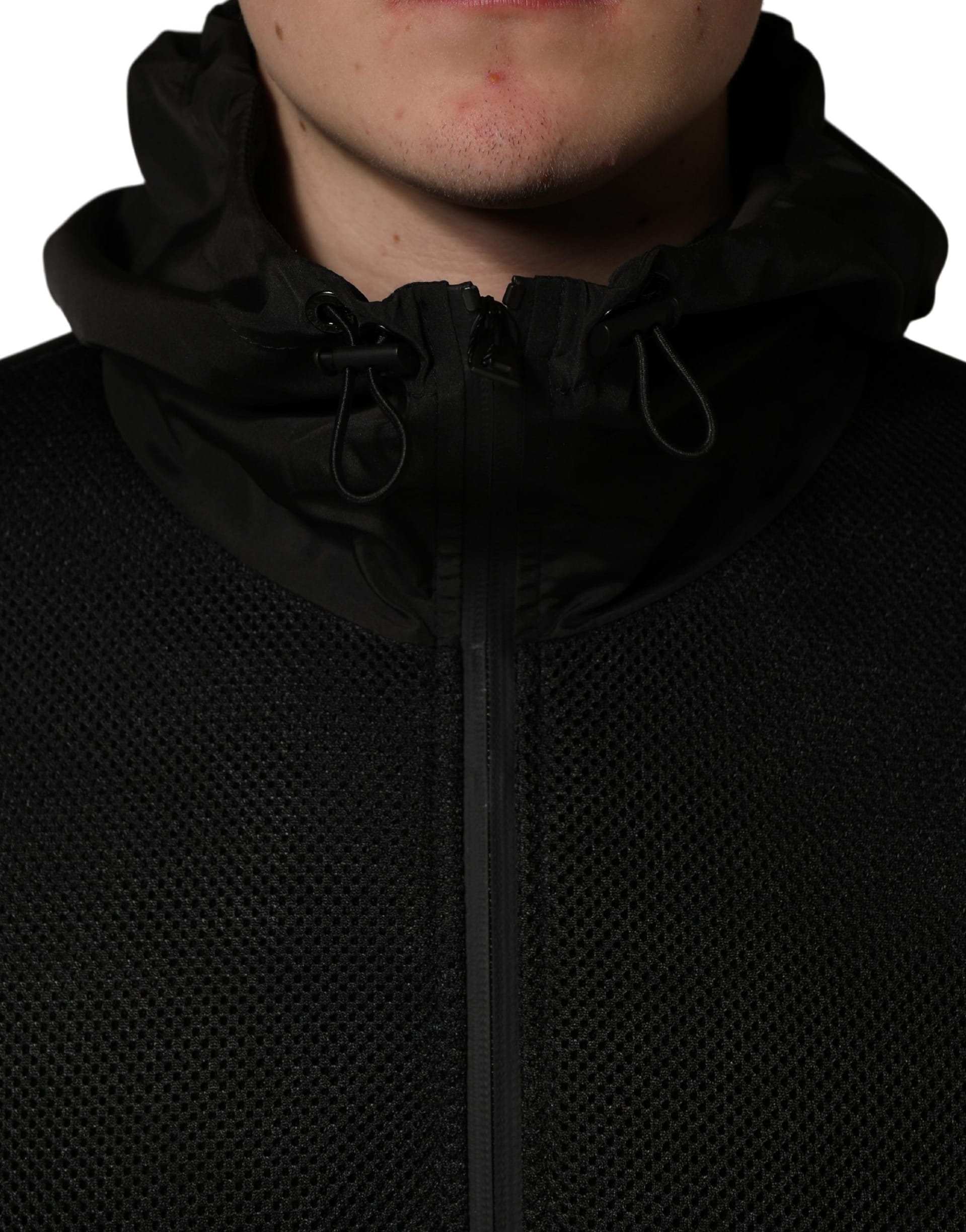 Dolce & Gabbana Men Black Hooded Full Zip Bomber Jacket - Image 5