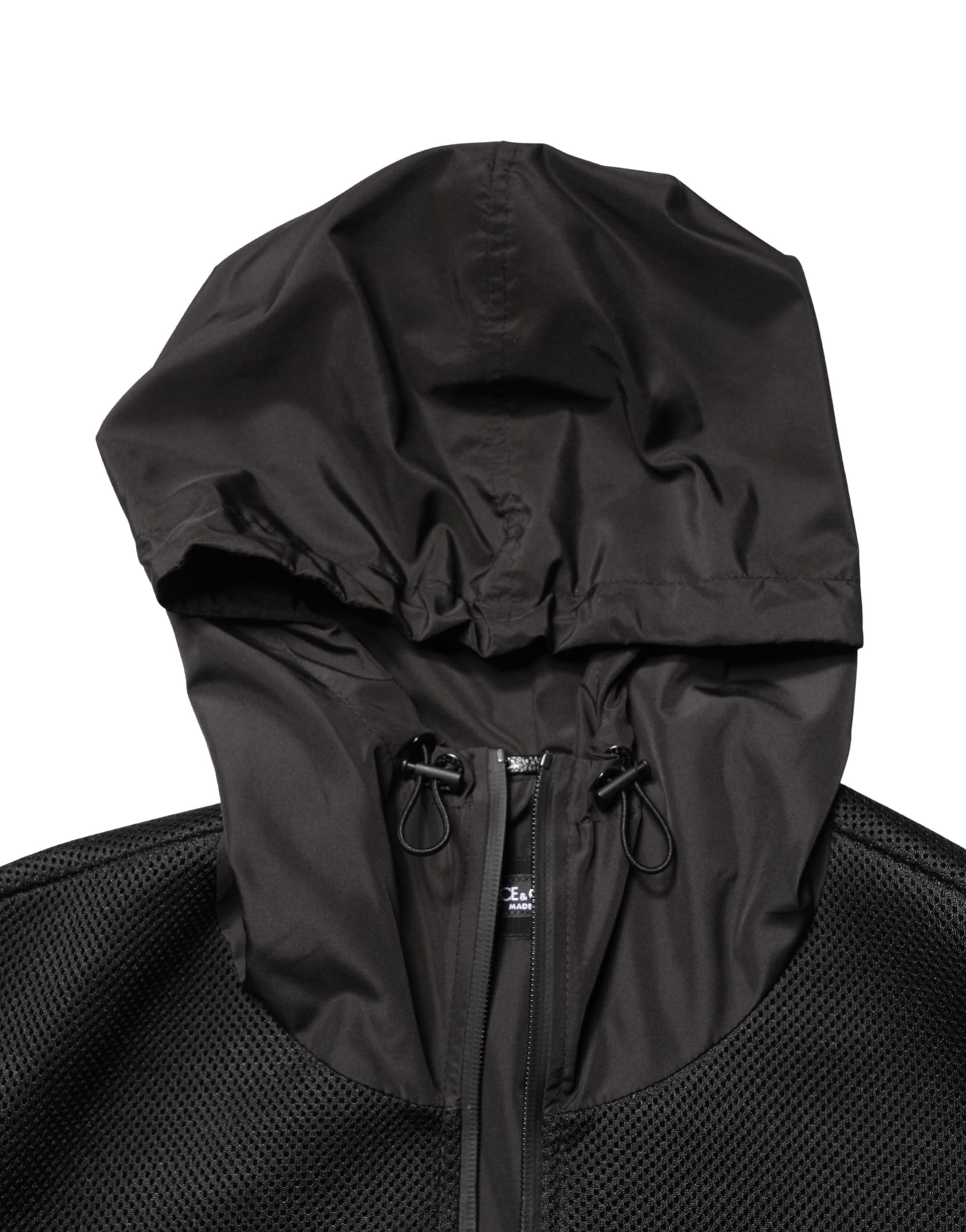 Dolce & Gabbana Men Black Hooded Full Zip Bomber Jacket - Image 7
