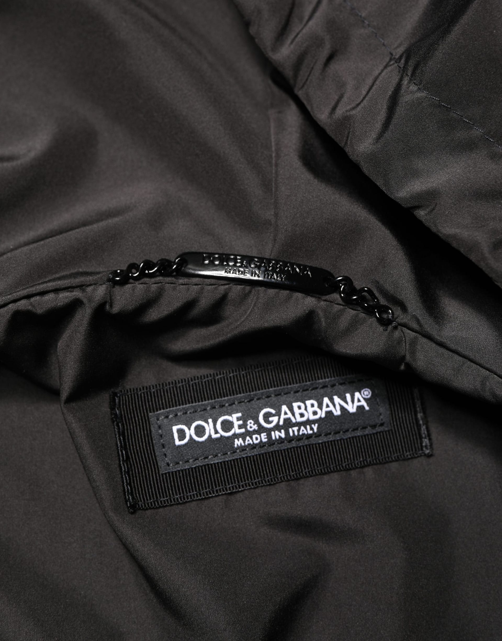 Dolce & Gabbana Men Black Hooded Full Zip Bomber Jacket - Image 8