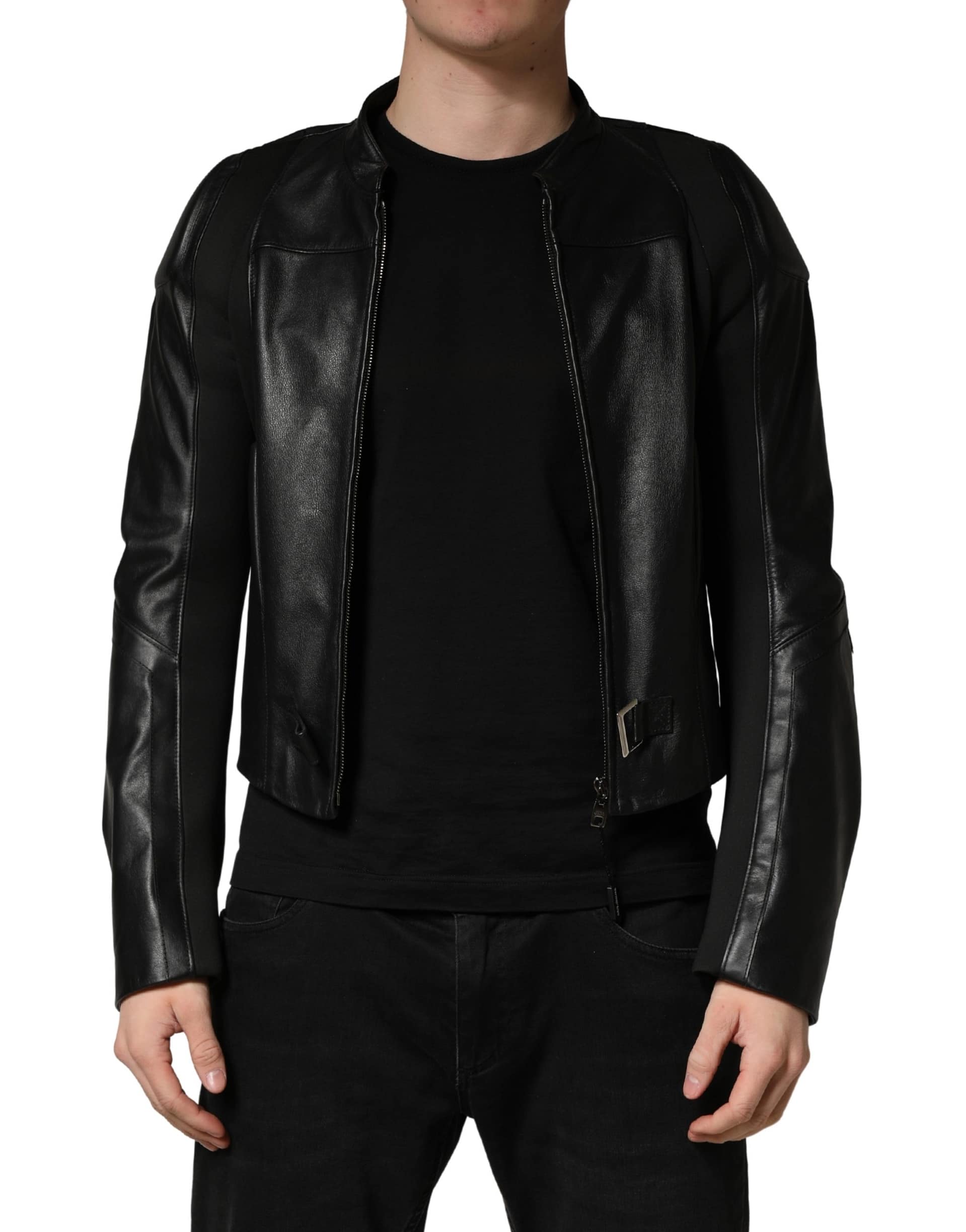 Dolce & Gabbana Black Nylon Full Zip Men Biker Coat Jacket - Image 2