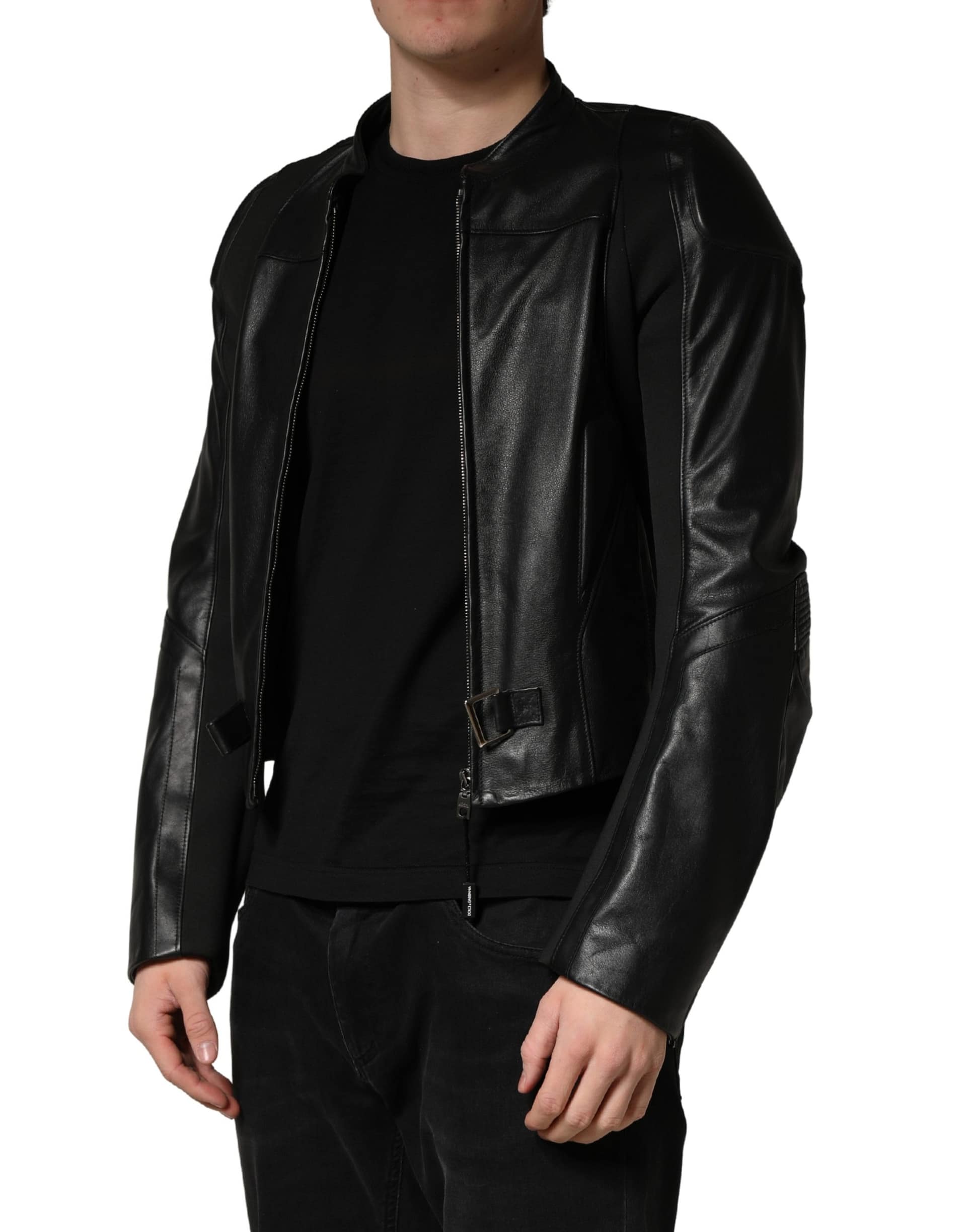 Dolce & Gabbana Black Nylon Full Zip Men Biker Coat Jacket - Image 3