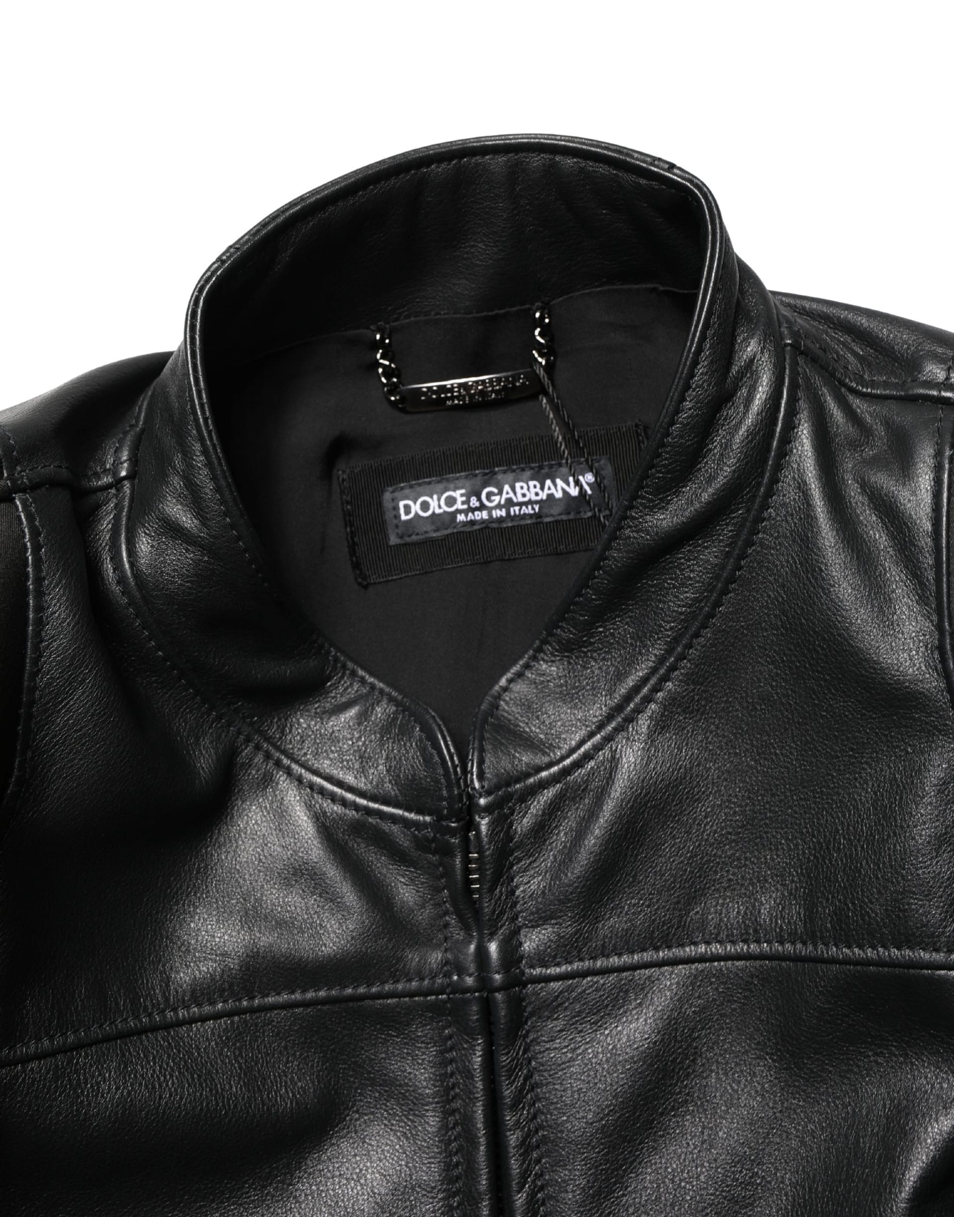 Dolce & Gabbana Black Nylon Full Zip Men Biker Coat Jacket - Image 7