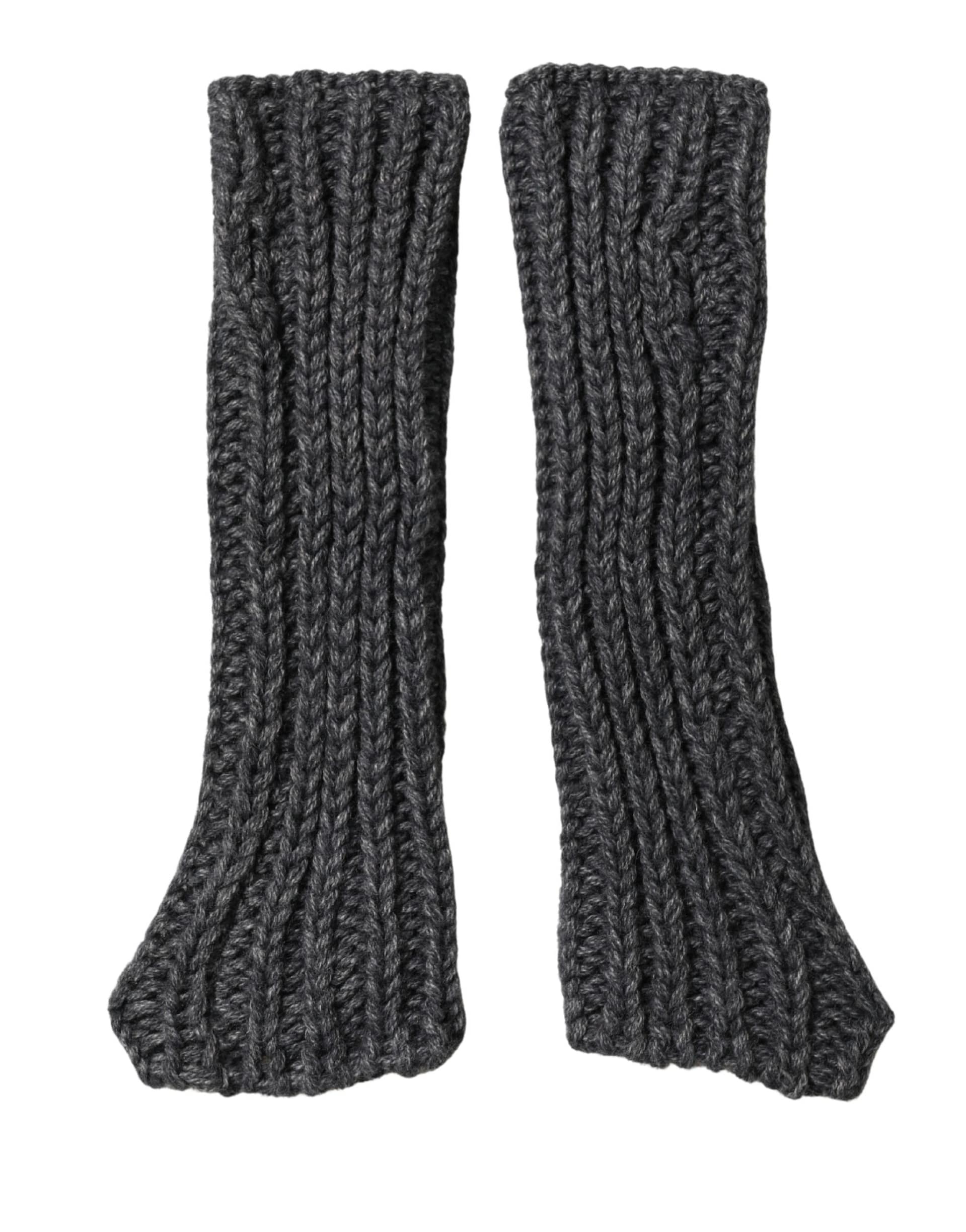 Dolce & Gabbana Gray Acrylic Knitted Fingerless Arm Warmer Gloves
