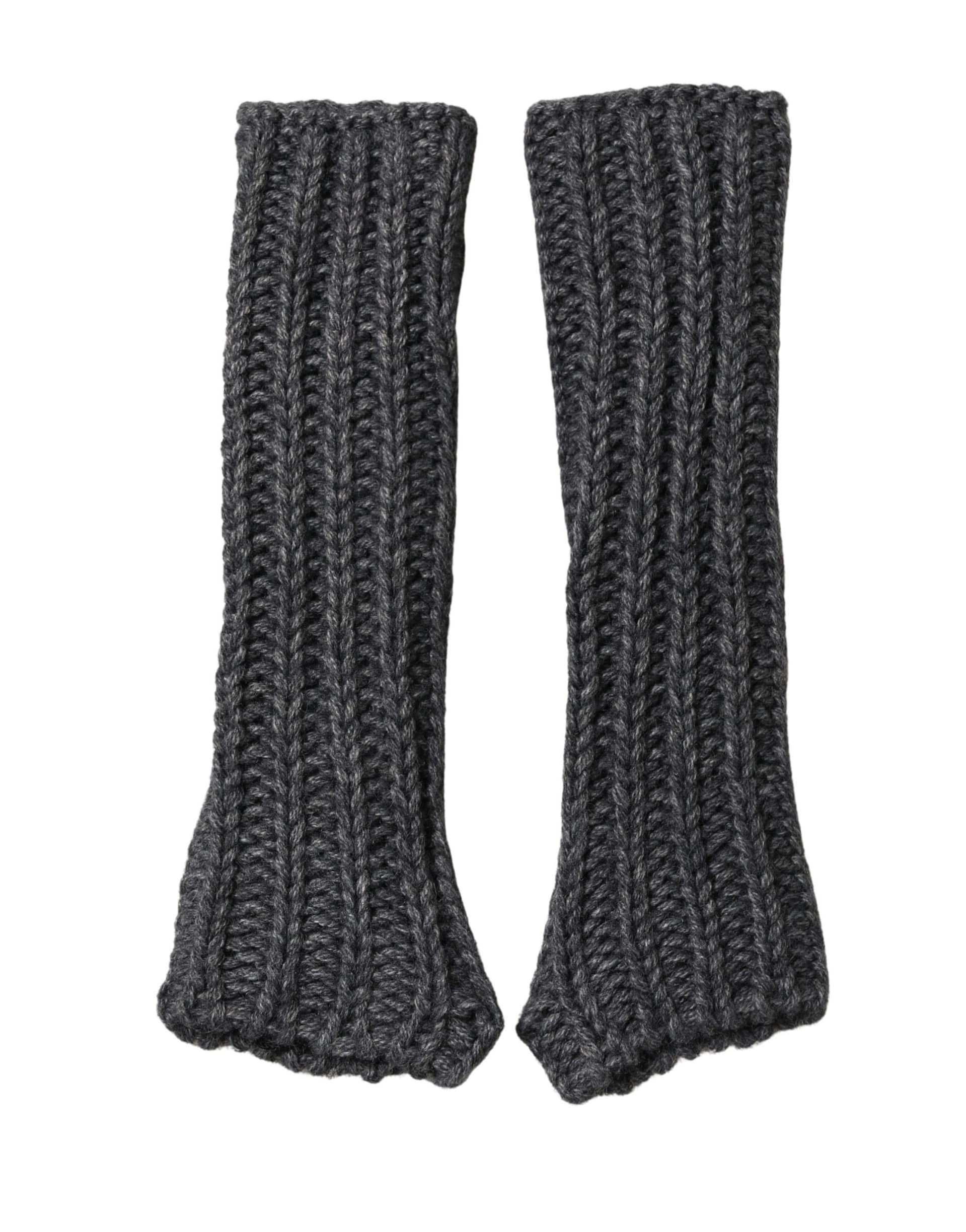 Dolce & Gabbana Gray Acrylic Knitted Fingerless Arm Warmer Gloves - Image 4