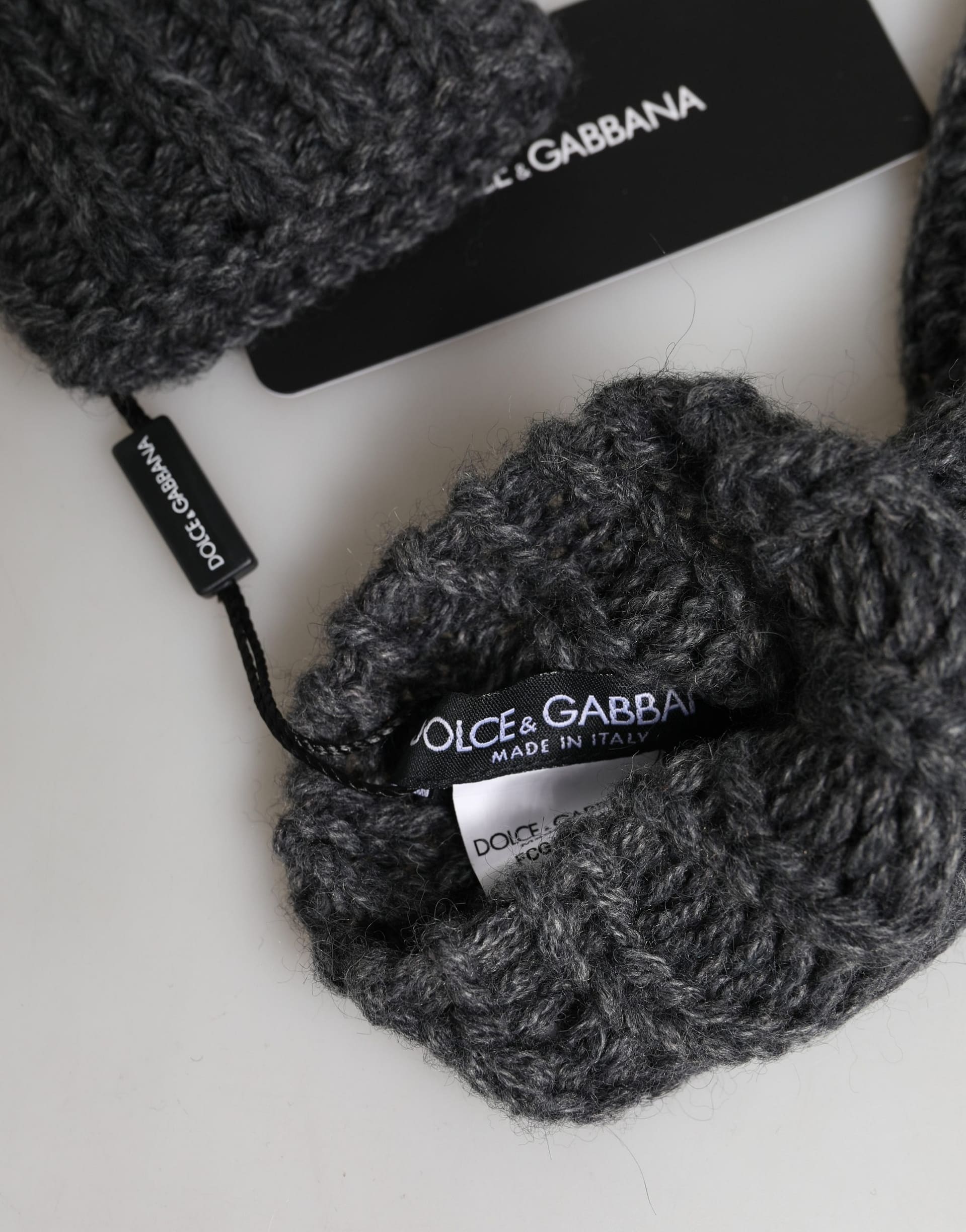 Dolce & Gabbana Gray Acrylic Knitted Fingerless Arm Warmer Gloves - Image 5